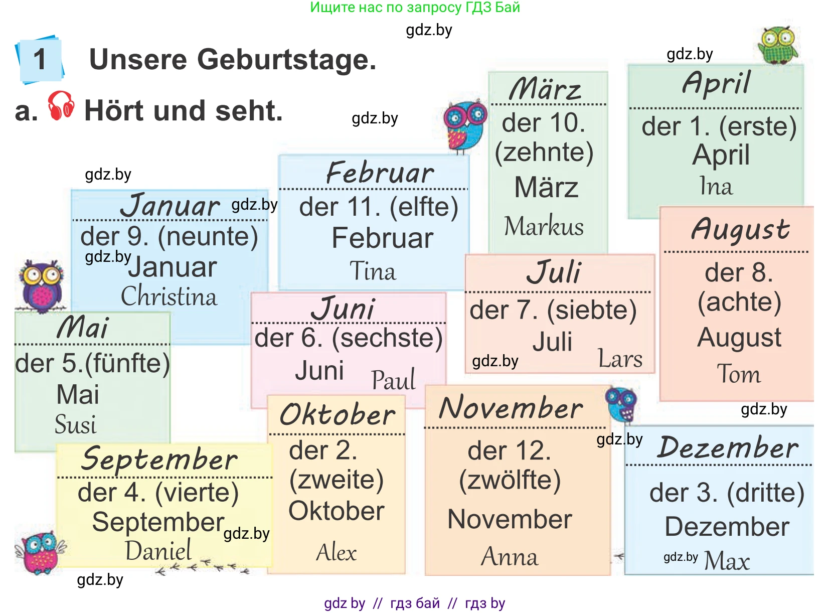 Немецкий язык (Deutsch), 4 класс Учебник (Schülerbuch), авторы: Будько Антонина Филипповна (Budjko Antonina), Урбанович Инна Ювинальевна (Urbanowitsch Ina), издательство Вышэйшая школа, Минск, 2019, жёлтого цвета, Часть 2, страница 4, номер 1a, Условие
