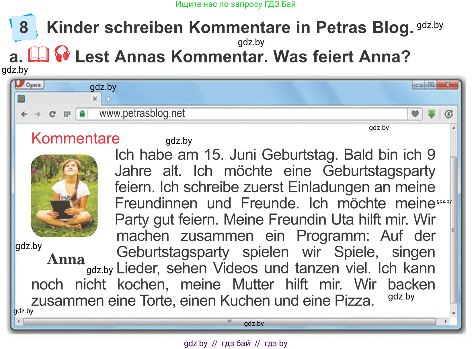 Немецкий язык (Deutsch), 4 класс Учебник (Schülerbuch), авторы: Будько Антонина Филипповна (Budjko Antonina), Урбанович Инна Ювинальевна (Urbanowitsch Ina), издательство Вышэйшая школа, Минск, 2019, жёлтого цвета, Часть 2, страница 20, номер 8a, Условие