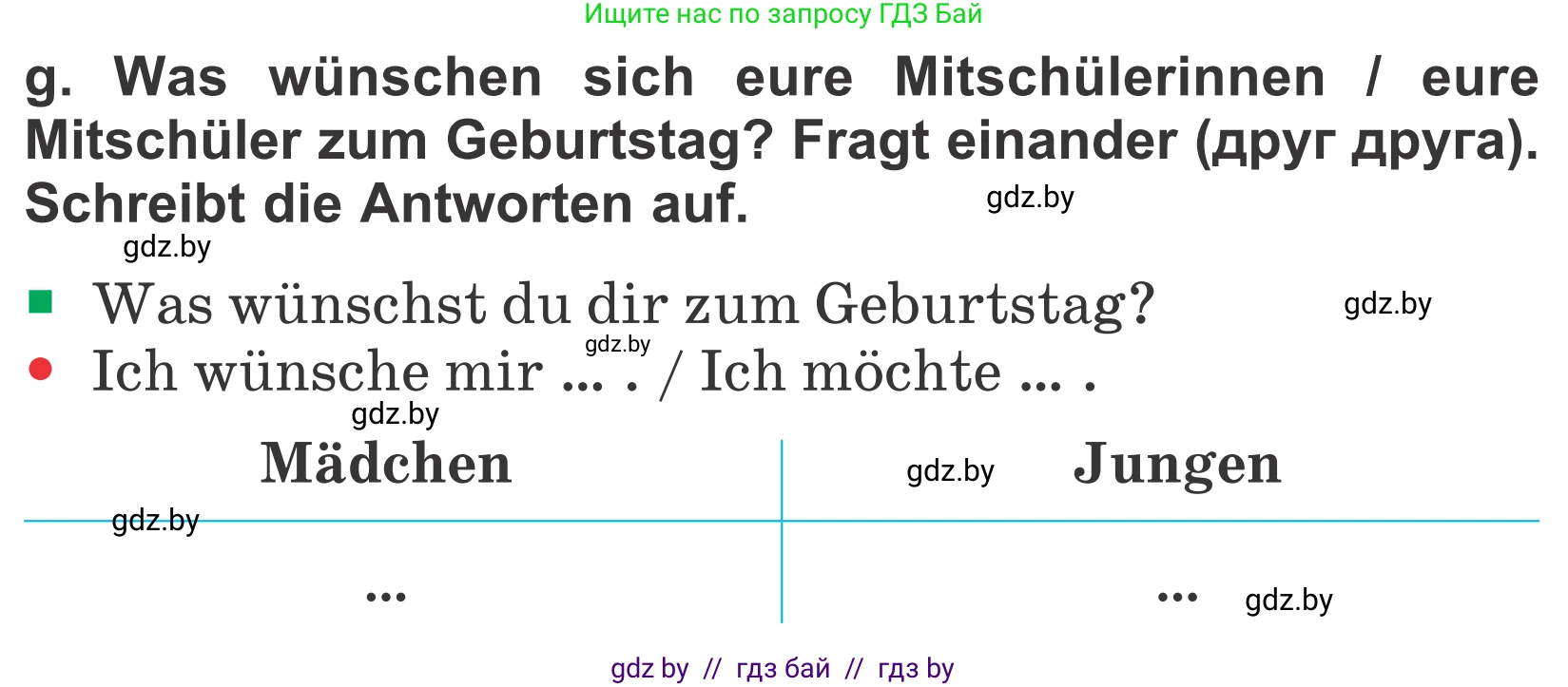 Немецкий язык (Deutsch), 4 класс Учебник (Schülerbuch), авторы: Будько Антонина Филипповна (Budjko Antonina), Урбанович Инна Ювинальевна (Urbanowitsch Ina), издательство Вышэйшая школа, Минск, 2019, жёлтого цвета, Часть 2, страница 25, номер 3g, Условие