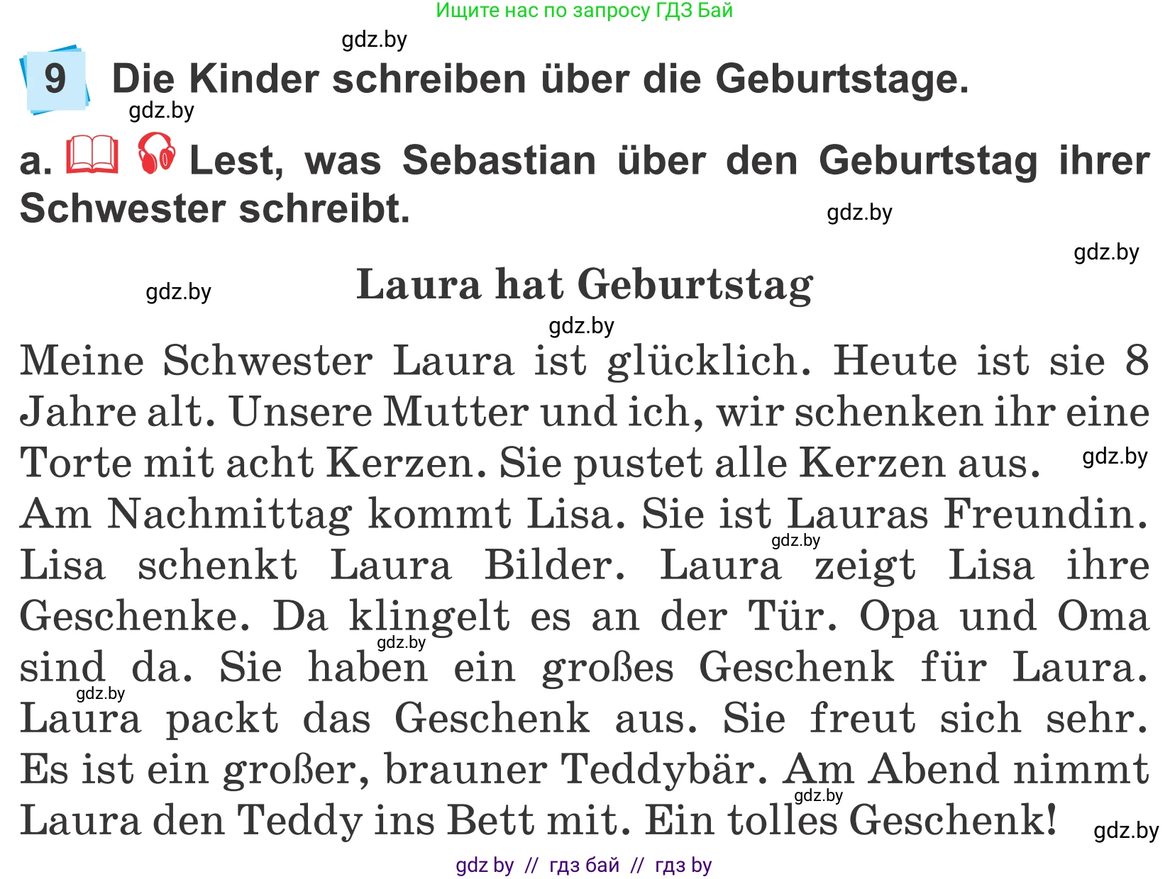 Немецкий язык (Deutsch), 4 класс Учебник (Schülerbuch), авторы: Будько Антонина Филипповна (Budjko Antonina), Урбанович Инна Ювинальевна (Urbanowitsch Ina), издательство Вышэйшая школа, Минск, 2019, жёлтого цвета, Часть 2, страница 30, номер 9a, Условие