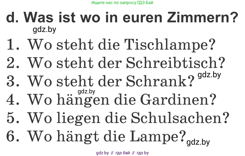 Немецкий язык (Deutsch), 4 класс Учебник (Schülerbuch), авторы: Будько Антонина Филипповна (Budjko Antonina), Урбанович Инна Ювинальевна (Urbanowitsch Ina), издательство Вышэйшая школа, Минск, 2019, жёлтого цвета, Часть 2, страница 61, номер 2d, Условие
