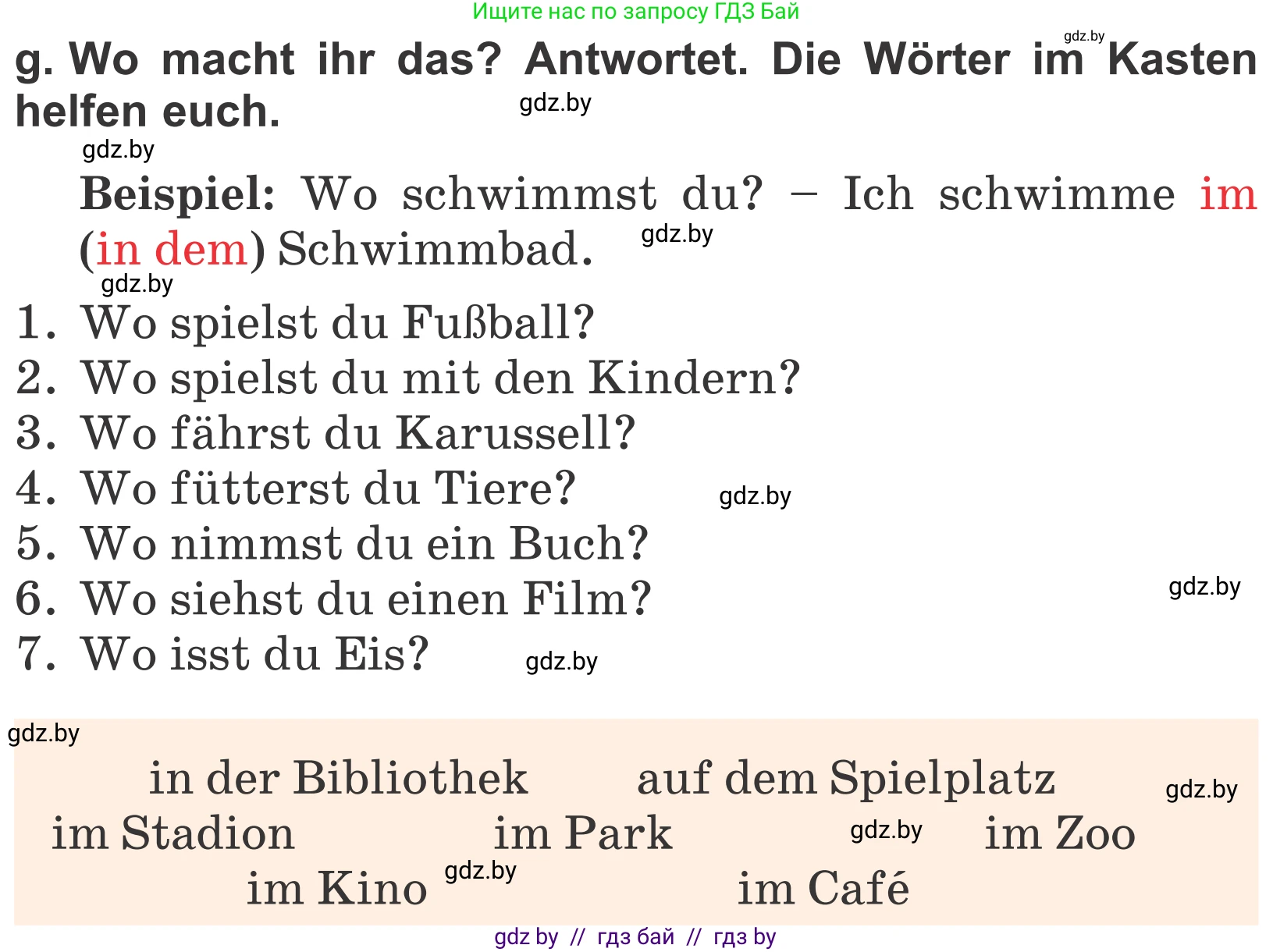 Немецкий язык (Deutsch), 4 класс Учебник (Schülerbuch), авторы: Будько Антонина Филипповна (Budjko Antonina), Урбанович Инна Ювинальевна (Urbanowitsch Ina), издательство Вышэйшая школа, Минск, 2019, жёлтого цвета, Часть 2, страница 65, номер 3g, Условие