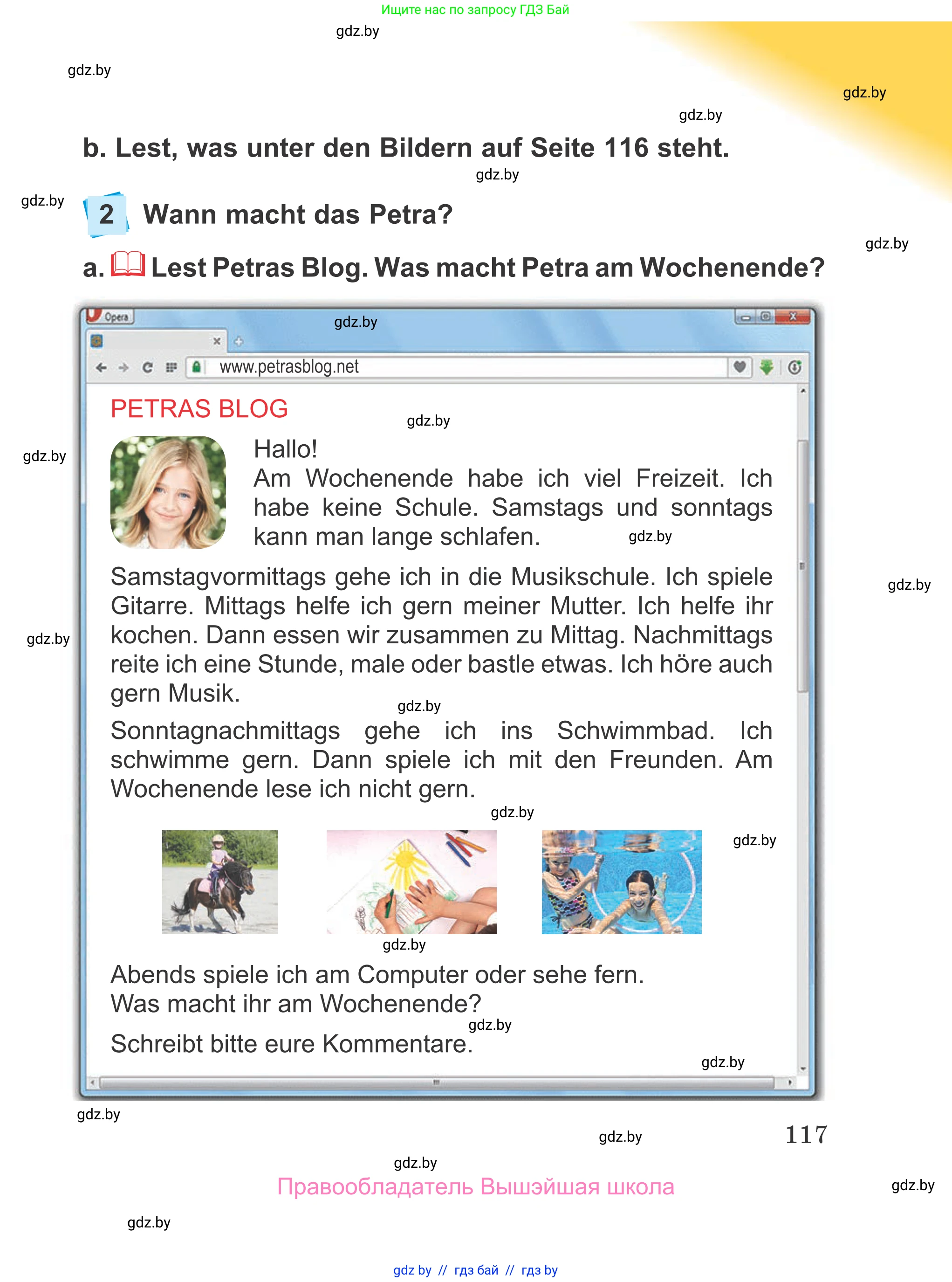 Немецкий язык (Deutsch), 4 класс Учебник (Schülerbuch), авторы: Будько Антонина Филипповна (Budjko Antonina), Урбанович Инна Ювинальевна (Urbanowitsch Ina), издательство Вышэйшая школа, Минск, 2019, жёлтого цвета, Часть 1, страница 117