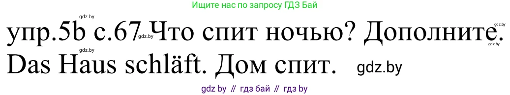Немецкий язык (Deutsch), 4 класс Учебник (Schülerbuch), авторы: Будько Антонина Филипповна (Budjko Antonina), Урбанович Инна Ювинальевна (Urbanowitsch Ina), издательство Вышэйшая школа, Минск, 2019, жёлтого цвета, Часть 1, страница 67, номер 5b, Решение