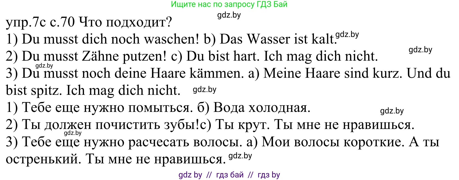 Немецкий язык (Deutsch), 4 класс Учебник (Schülerbuch), авторы: Будько Антонина Филипповна (Budjko Antonina), Урбанович Инна Ювинальевна (Urbanowitsch Ina), издательство Вышэйшая школа, Минск, 2019, жёлтого цвета, Часть 1, страница 70, номер 7c, Решение