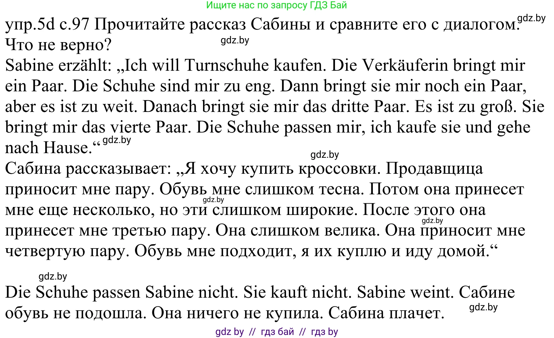 Немецкий язык (Deutsch), 4 класс Учебник (Schülerbuch), авторы: Будько Антонина Филипповна (Budjko Antonina), Урбанович Инна Ювинальевна (Urbanowitsch Ina), издательство Вышэйшая школа, Минск, 2019, жёлтого цвета, Часть 2, страница 97, номер 5d, Решение