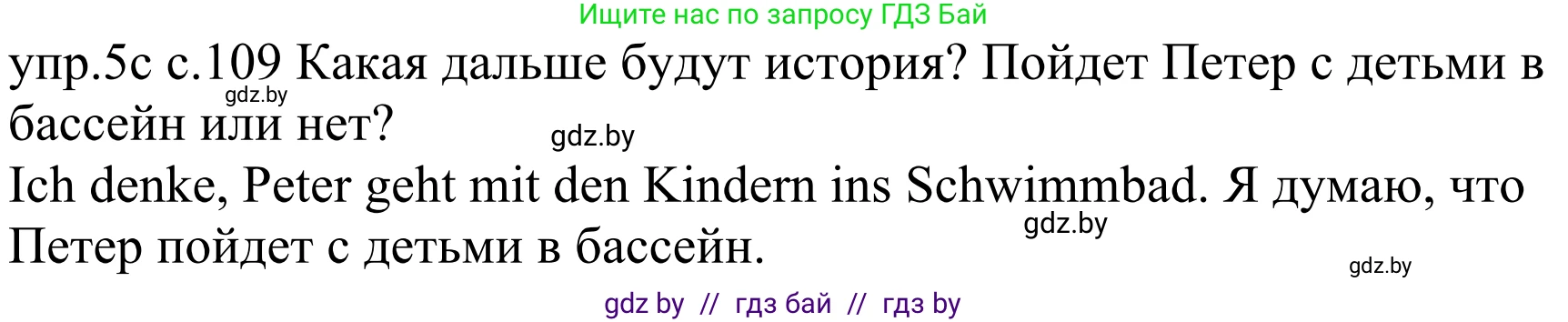 Немецкий язык (Deutsch), 4 класс Учебник (Schülerbuch), авторы: Будько Антонина Филипповна (Budjko Antonina), Урбанович Инна Ювинальевна (Urbanowitsch Ina), издательство Вышэйшая школа, Минск, 2019, жёлтого цвета, Часть 2, страница 109, номер 5c, Решение