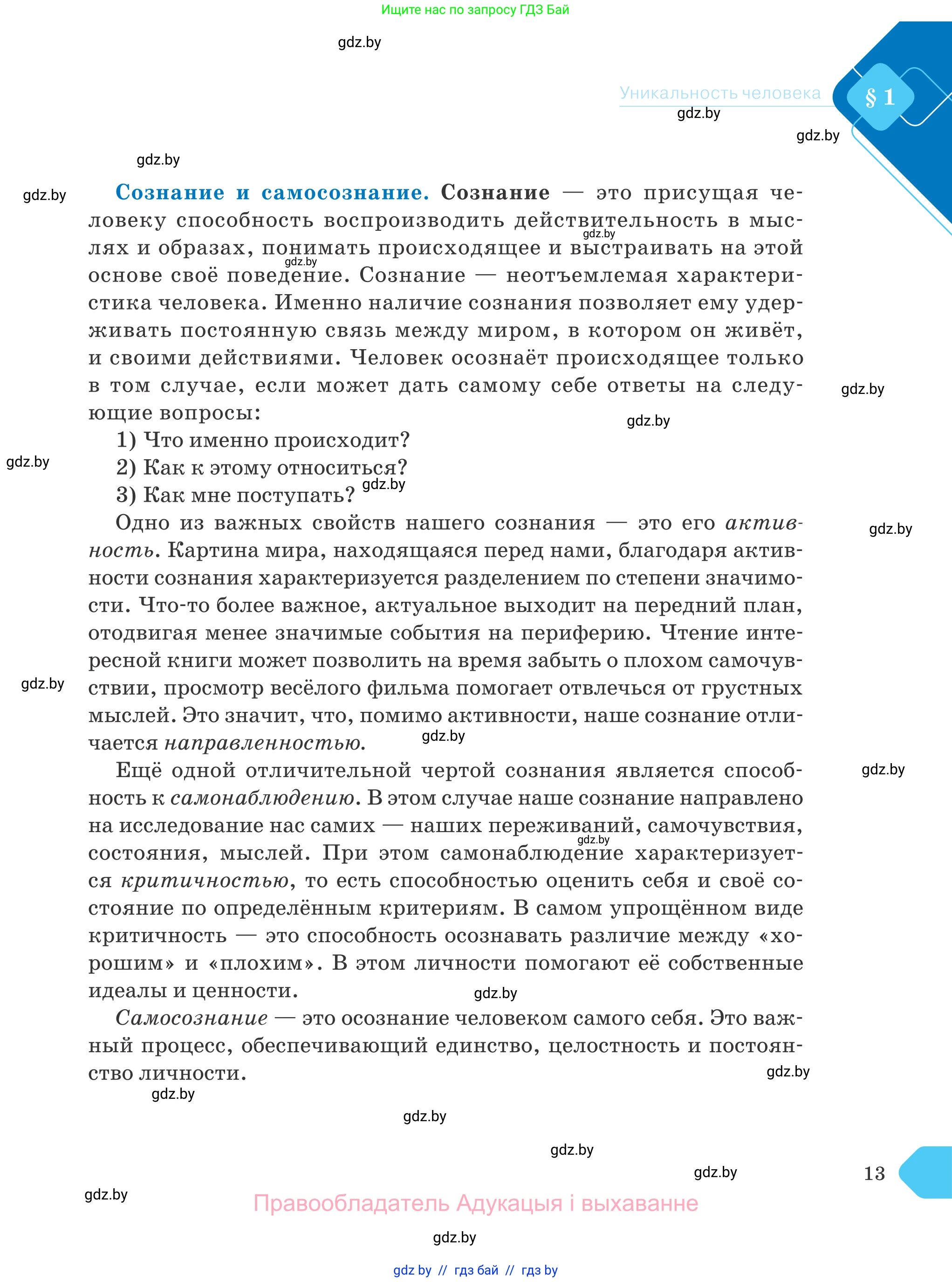 Обществоведение, 9 класс Учебник, авторы: Данилов Александр Николаевич, Полейко Елена Александровна, Кушнер Надежда Васильевна, Бернат Ирина Петровна, Белов А А, Кизима С А, Клецкова И М, Легчилин А А, Солодухо А С, Рубанов А В, издательство Адукацыя i выхаванне, Минск, 2019, жёлтого цвета, страница 13
