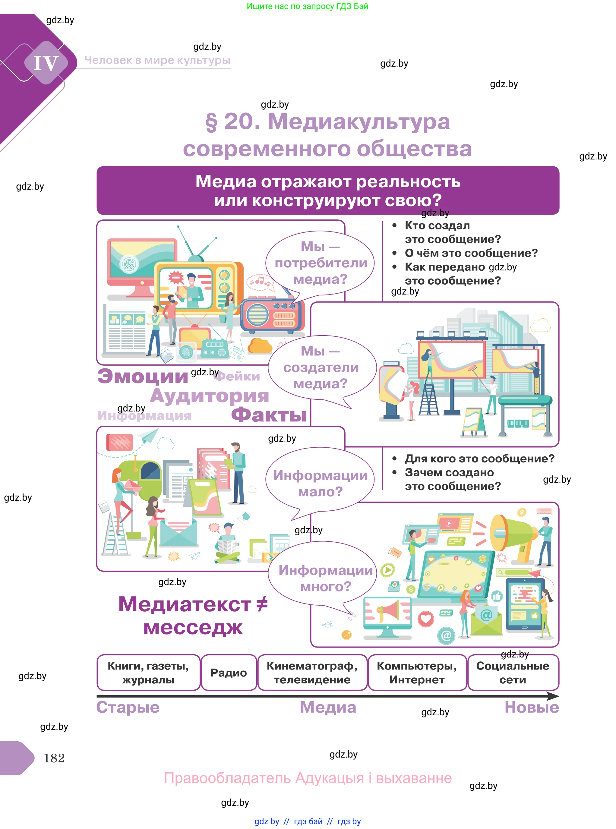 Обществоведение, 9 класс Учебник, авторы: Данилов Александр Николаевич, Полейко Елена Александровна, Кушнер Надежда Васильевна, Бернат Ирина Петровна, Белов А А, Кизима С А, Клецкова И М, Легчилин А А, Солодухо А С, Рубанов А В, издательство Адукацыя i выхаванне, Минск, 2019, жёлтого цвета, страница 182