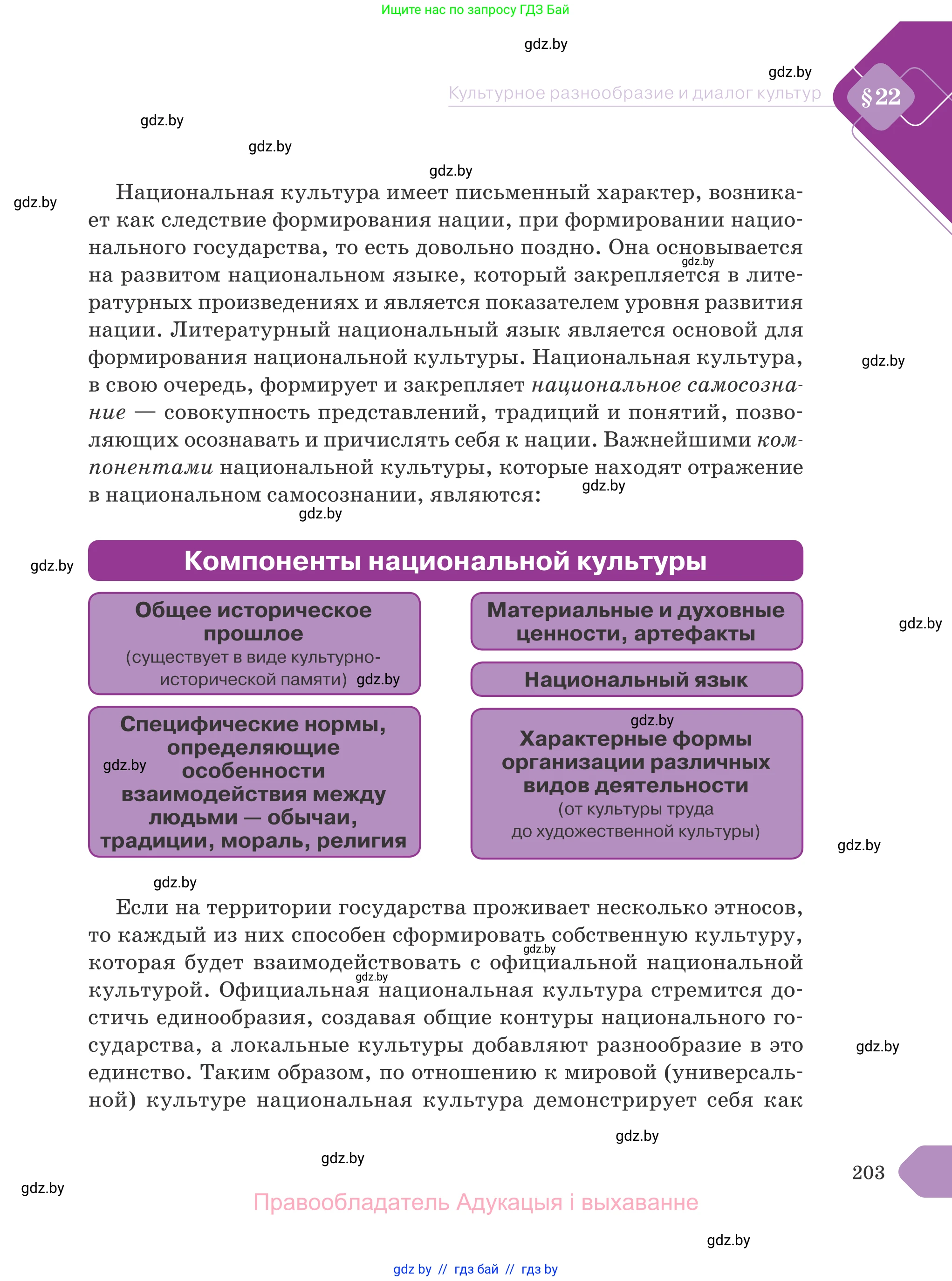 Обществоведение, 9 класс Учебник, авторы: Данилов Александр Николаевич, Полейко Елена Александровна, Кушнер Надежда Васильевна, Бернат Ирина Петровна, Белов А А, Кизима С А, Клецкова И М, Легчилин А А, Солодухо А С, Рубанов А В, издательство Адукацыя i выхаванне, Минск, 2019, жёлтого цвета, страница 203