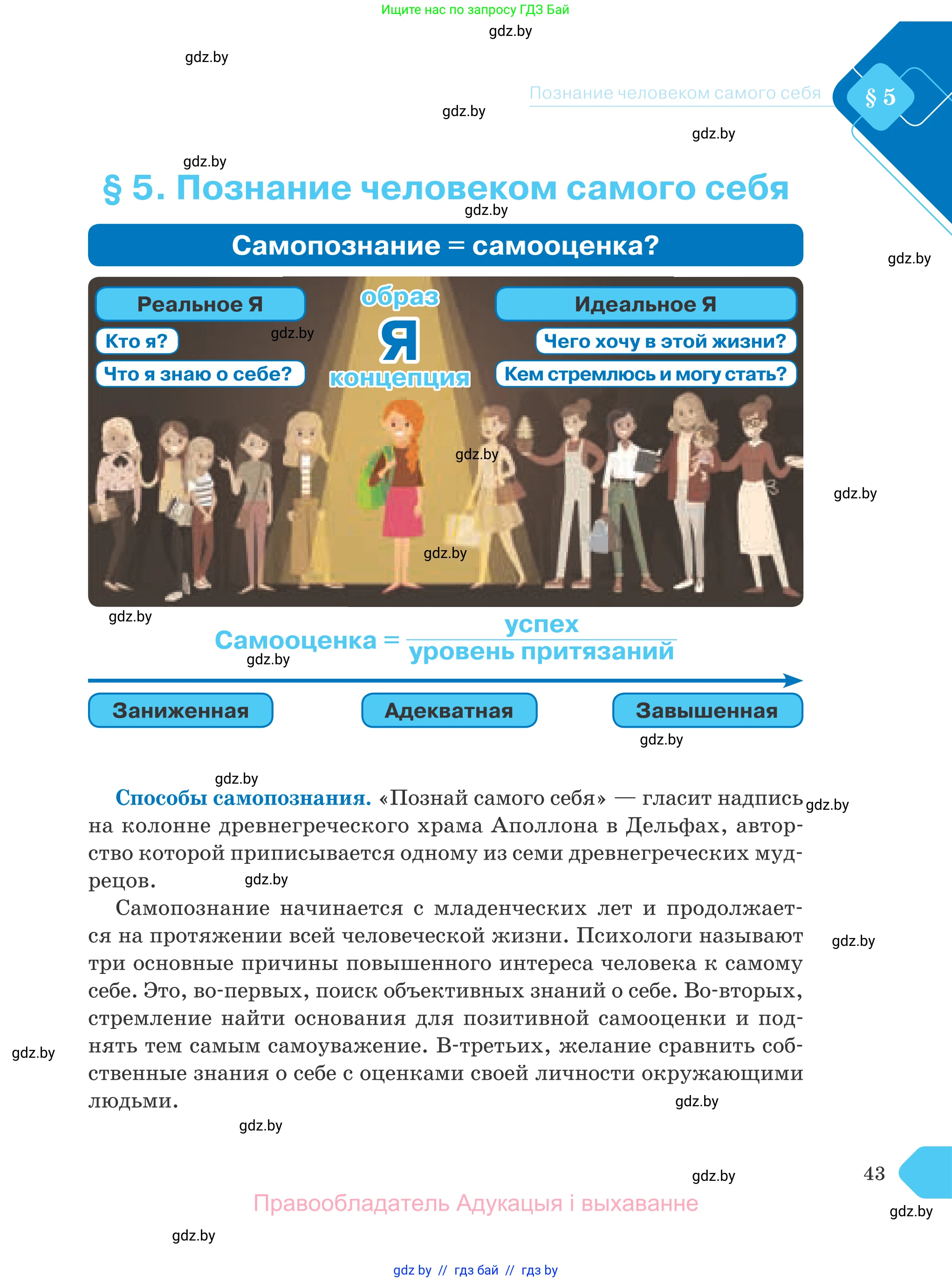 Обществоведение, 9 класс Учебник, авторы: Данилов Александр Николаевич, Полейко Елена Александровна, Кушнер Надежда Васильевна, Бернат Ирина Петровна, Белов А А, Кизима С А, Клецкова И М, Легчилин А А, Солодухо А С, Рубанов А В, издательство Адукацыя i выхаванне, Минск, 2019, жёлтого цвета, страница 43