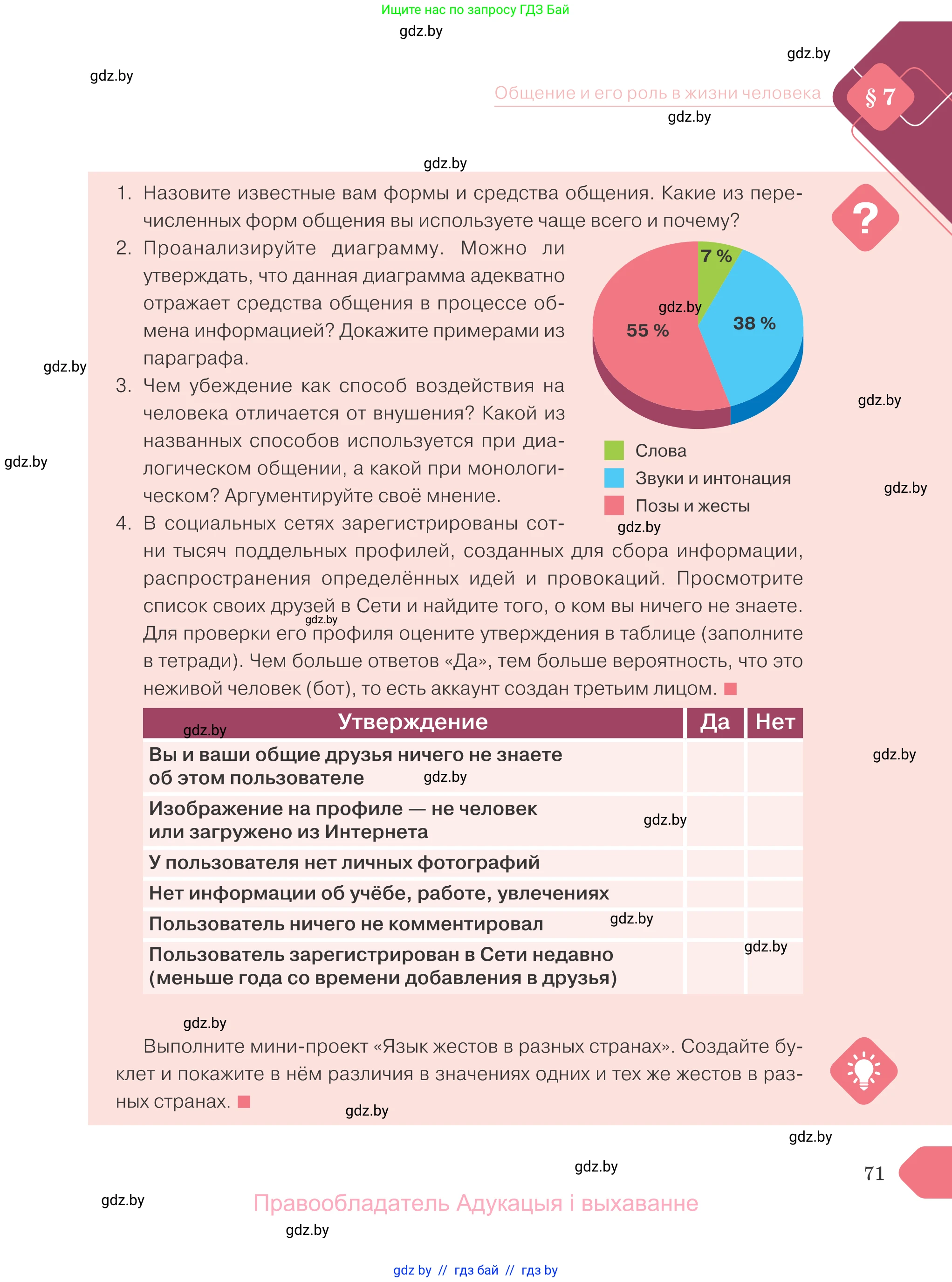 Обществоведение, 9 класс Учебник, авторы: Данилов Александр Николаевич, Полейко Елена Александровна, Кушнер Надежда Васильевна, Бернат Ирина Петровна, Белов А А, Кизима С А, Клецкова И М, Легчилин А А, Солодухо А С, Рубанов А В, издательство Адукацыя i выхаванне, Минск, 2019, жёлтого цвета, страница 71