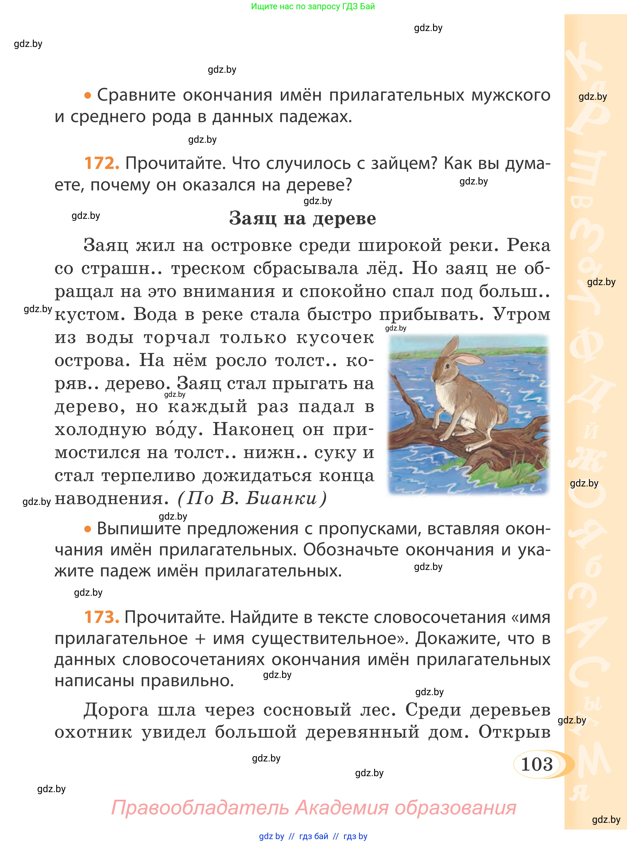 Русский язык, 4 класс Учебник, авторы: Антипова Маргарита Борисовна, Верниковская Алла Викторовна, Грабчикова Елена Самарьевна, издательство Академия образования, Минск, 2024, оранжевого цвета, Часть 1, страница 103