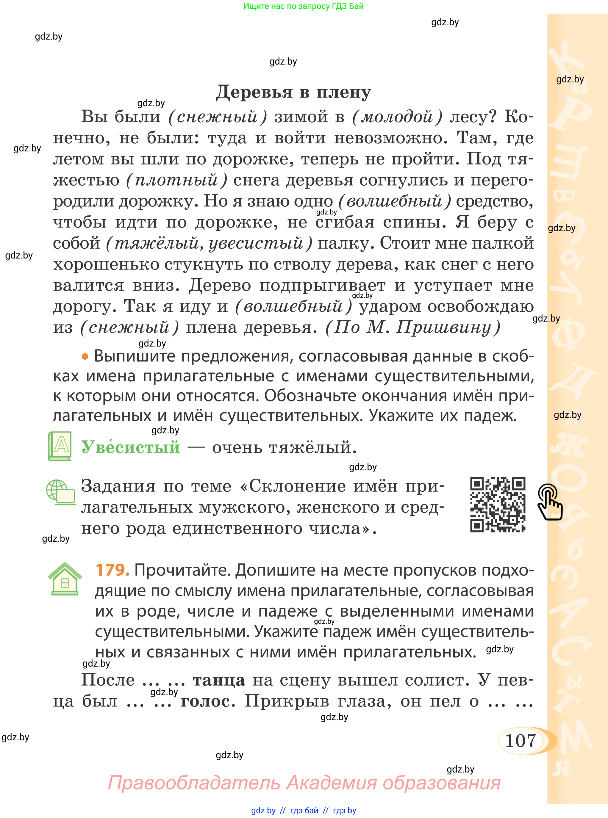 Русский язык, 4 класс Учебник, авторы: Антипова Маргарита Борисовна, Верниковская Алла Викторовна, Грабчикова Елена Самарьевна, издательство Академия образования, Минск, 2024, оранжевого цвета, Часть 1, страница 61, номер 107, Условие