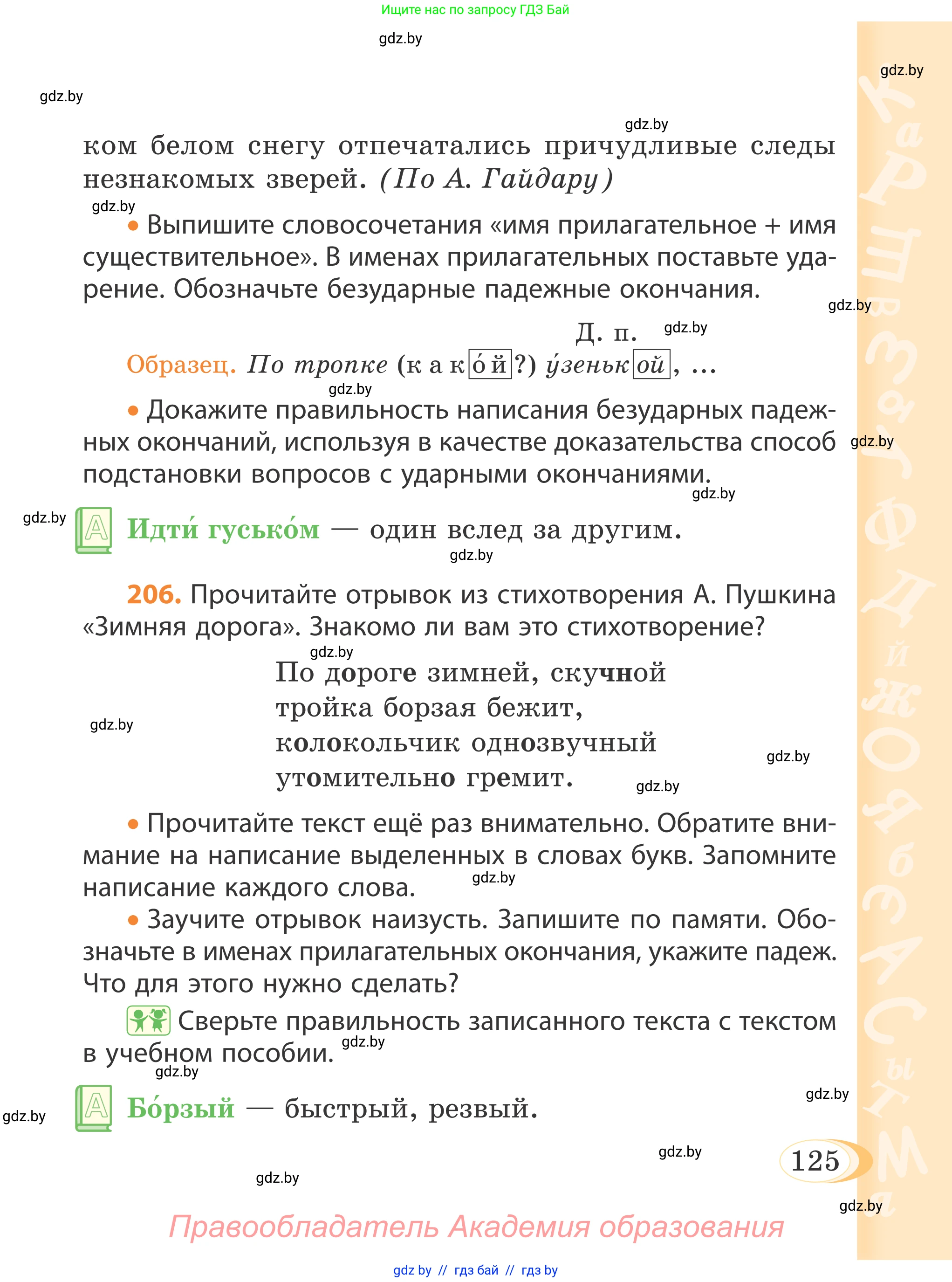 Русский язык, 4 класс Учебник, авторы: Антипова Маргарита Борисовна, Верниковская Алла Викторовна, Грабчикова Елена Самарьевна, издательство Академия образования, Минск, 2024, оранжевого цвета, Часть 1, страница 125