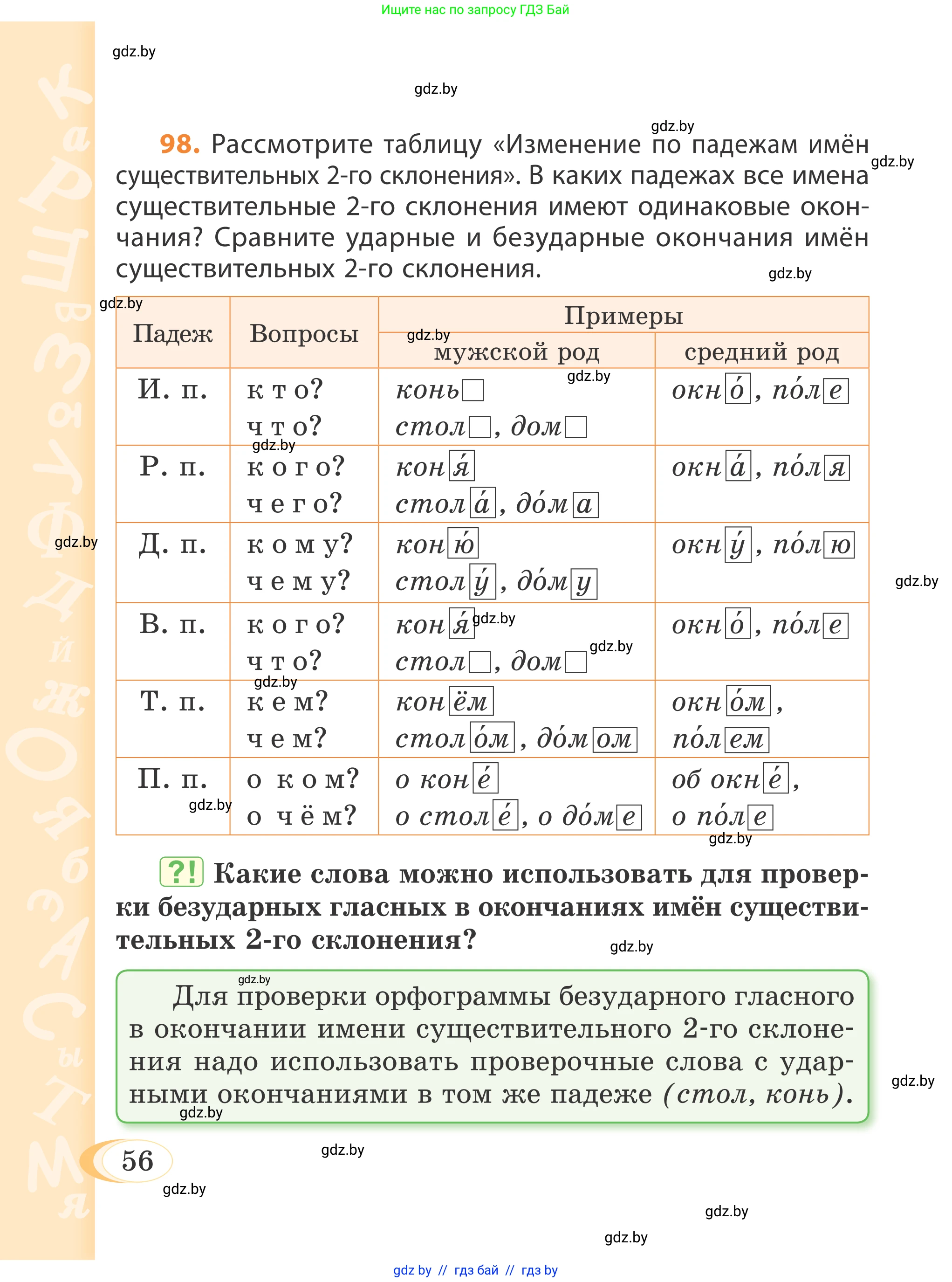 Русский язык, 4 класс Учебник, авторы: Антипова Маргарита Борисовна, Верниковская Алла Викторовна, Грабчикова Елена Самарьевна, издательство Академия образования, Минск, 2024, оранжевого цвета, Часть 1, страница 56