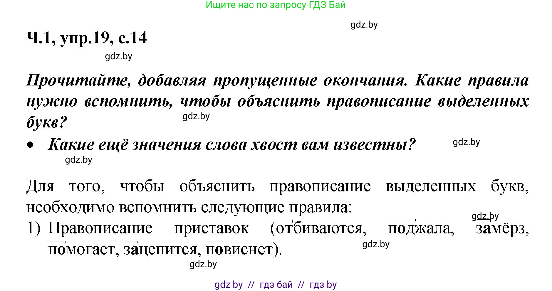 Русский язык, 4 класс Учебник, авторы: Антипова Маргарита Борисовна, Верниковская Алла Викторовна, Грабчикова Елена Самарьевна, издательство Академия образования, Минск, 2024, оранжевого цвета, Часть 1, страница 14, номер 19, Решение