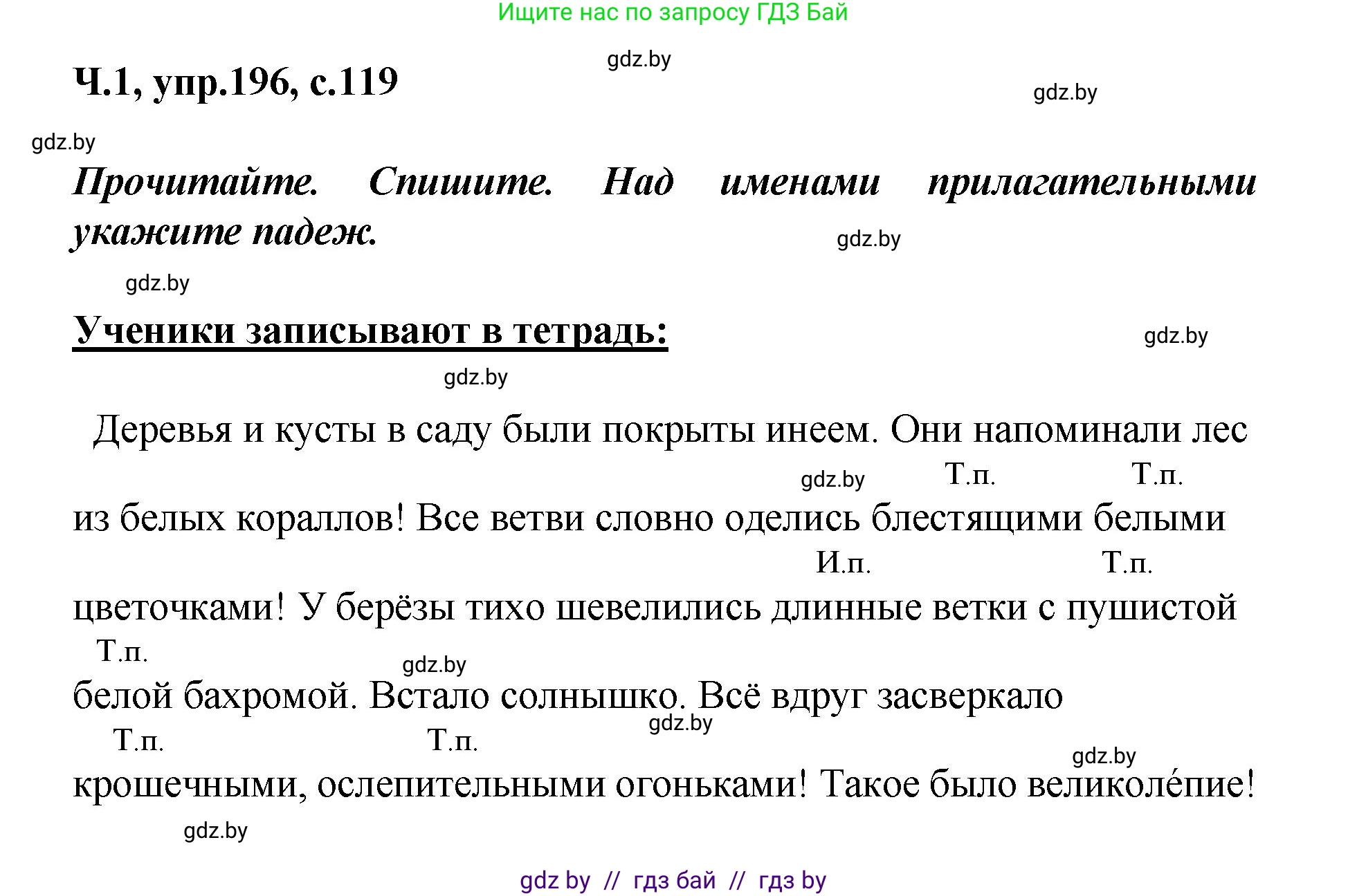 Русский язык, 4 класс Учебник, авторы: Антипова Маргарита Борисовна, Верниковская Алла Викторовна, Грабчикова Елена Самарьевна, издательство Академия образования, Минск, 2024, оранжевого цвета, Часть 1, страница 119, номер 196, Решение