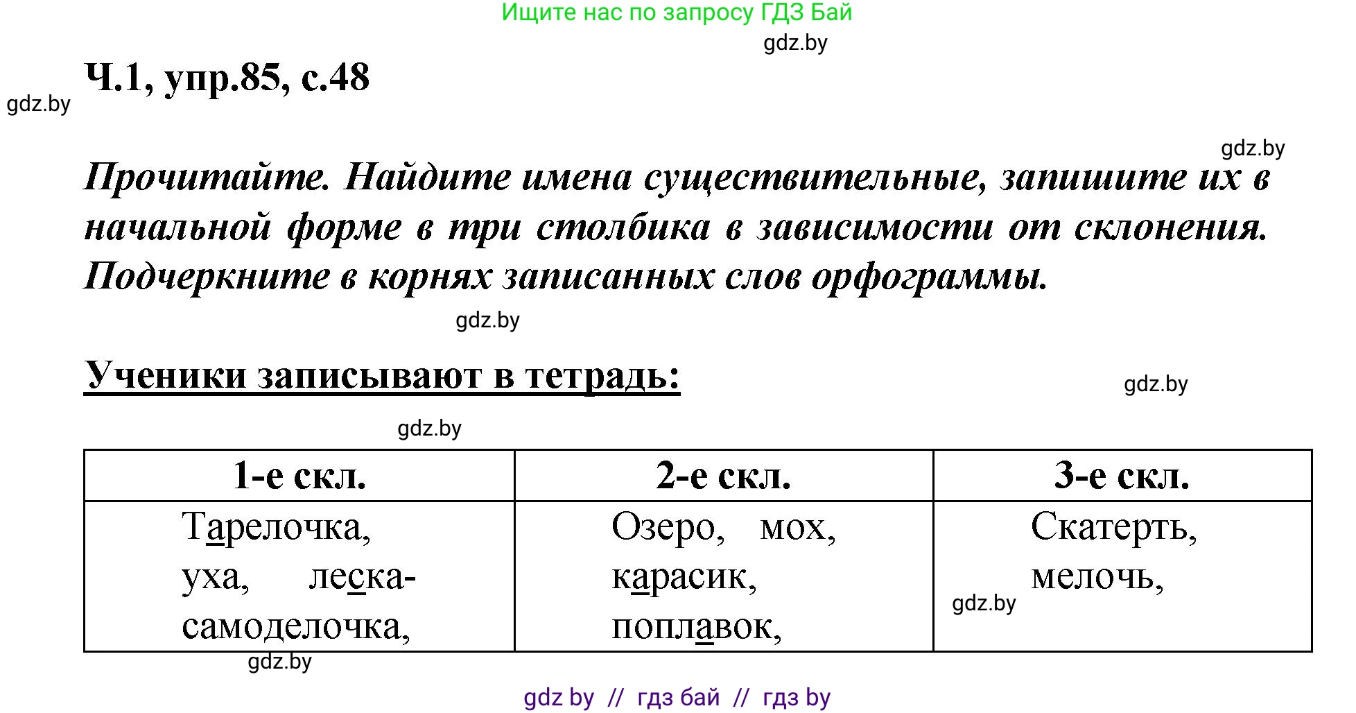 Русский язык, 4 класс Учебник, авторы: Антипова Маргарита Борисовна, Верниковская Алла Викторовна, Грабчикова Елена Самарьевна, издательство Академия образования, Минск, 2024, оранжевого цвета, Часть 1, страница 48, номер 85, Решение