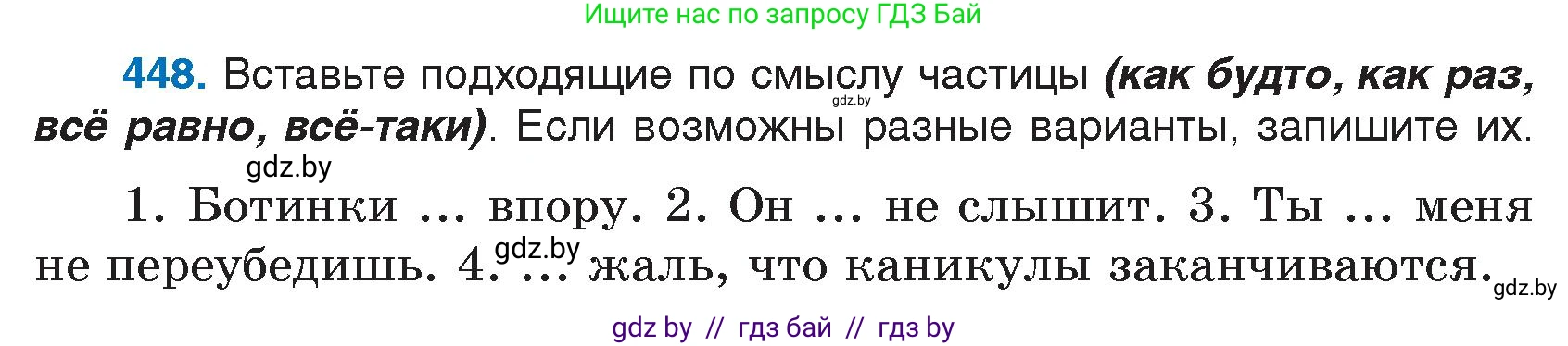 Русский язык, 7 класс Учебник, авторы: Волынец Татьяна Николаевна, Литвинко Франя Михайловна, Долбик Елена Евгеньевна, Таяновская И В, Винник И Р, издательство Национальный институт образования, Минск, 2020, бирюзового цвета, страница 217, номер 448, Условие