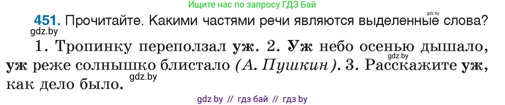 Русский язык, 7 класс Учебник, авторы: Волынец Татьяна Николаевна, Литвинко Франя Михайловна, Долбик Елена Евгеньевна, Таяновская И В, Винник И Р, издательство Национальный институт образования, Минск, 2020, бирюзового цвета, страница 218, номер 451, Условие
