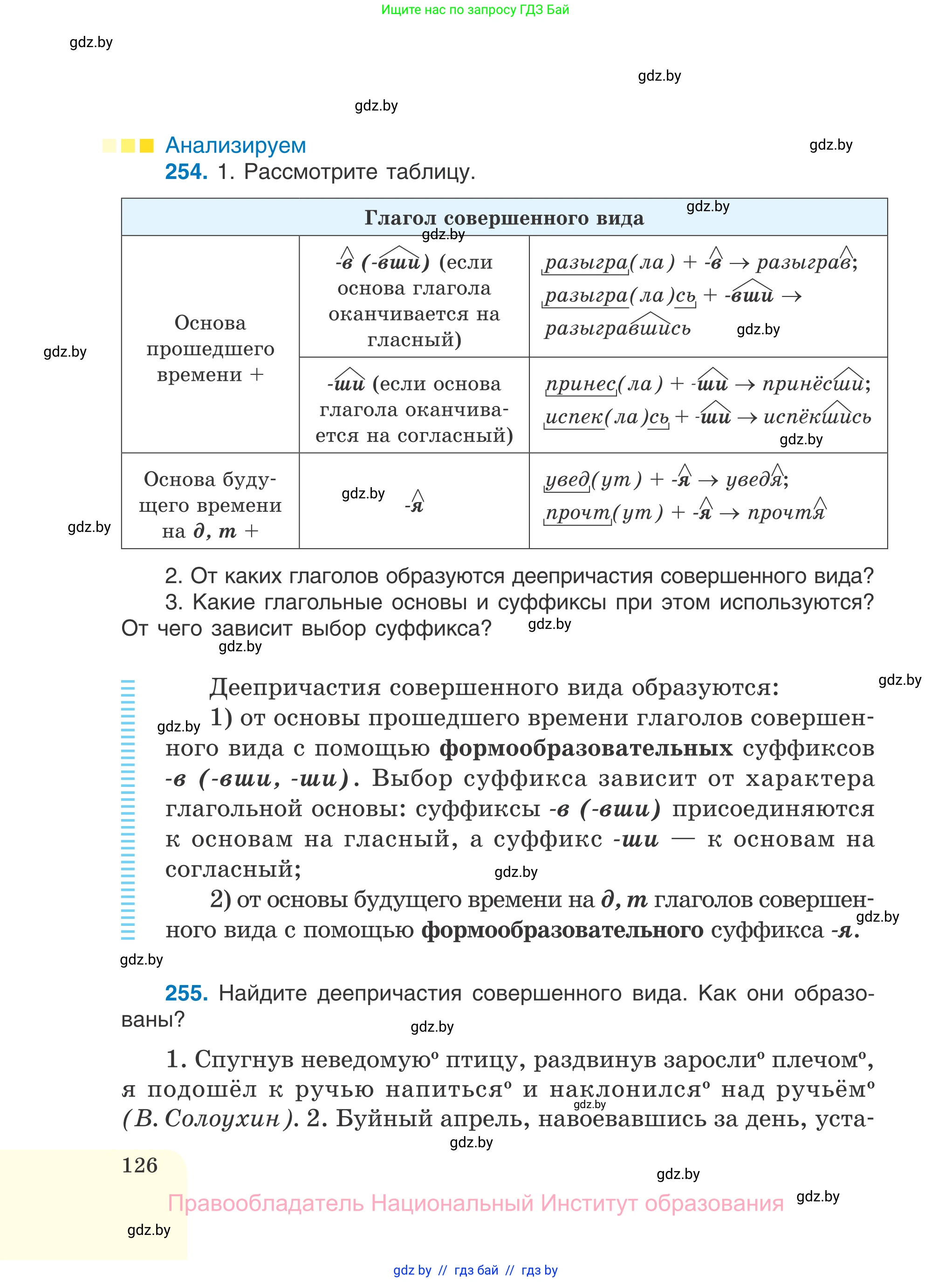 Русский язык, 7 класс Учебник, авторы: Волынец Татьяна Николаевна, Литвинко Франя Михайловна, Долбик Елена Евгеньевна, Таяновская И В, Винник И Р, издательство Национальный институт образования, Минск, 2020, бирюзового цвета, страница 126