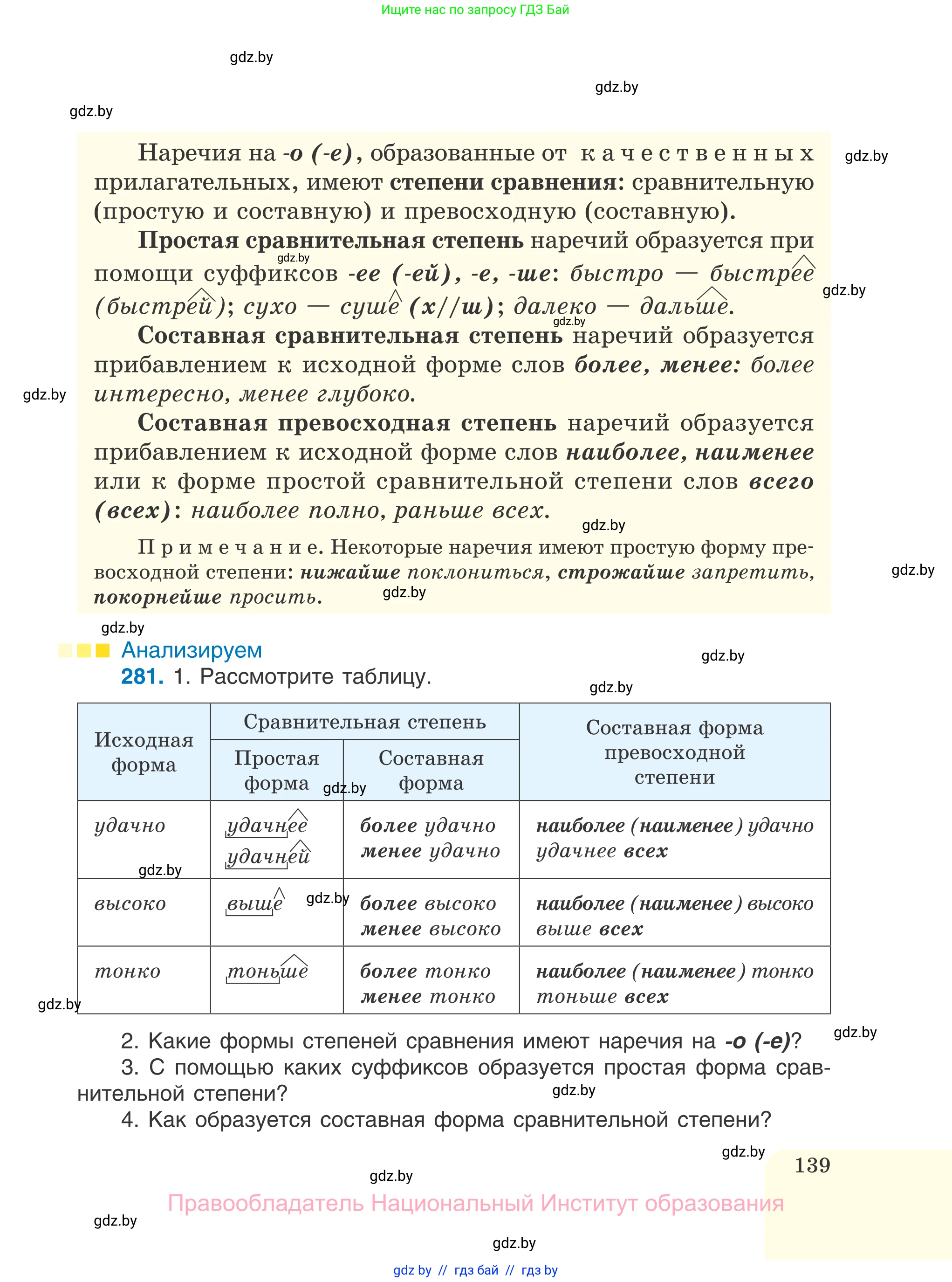 Русский язык, 7 класс Учебник, авторы: Волынец Татьяна Николаевна, Литвинко Франя Михайловна, Долбик Елена Евгеньевна, Таяновская И В, Винник И Р, издательство Национальный институт образования, Минск, 2020, бирюзового цвета, страница 139