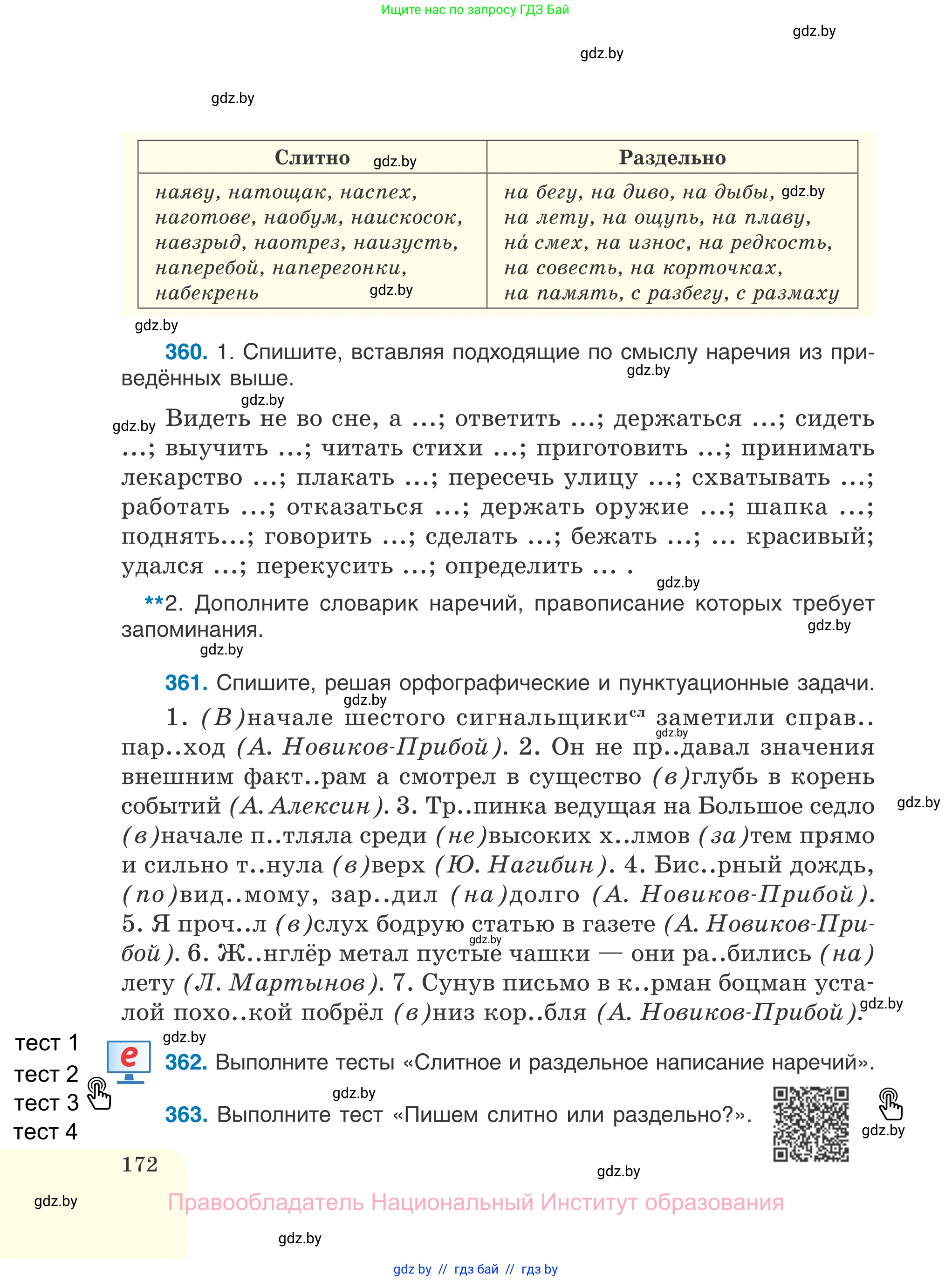 Русский язык, 7 класс Учебник, авторы: Волынец Татьяна Николаевна, Литвинко Франя Михайловна, Долбик Елена Евгеньевна, Таяновская И В, Винник И Р, издательство Национальный институт образования, Минск, 2020, бирюзового цвета, страница 172