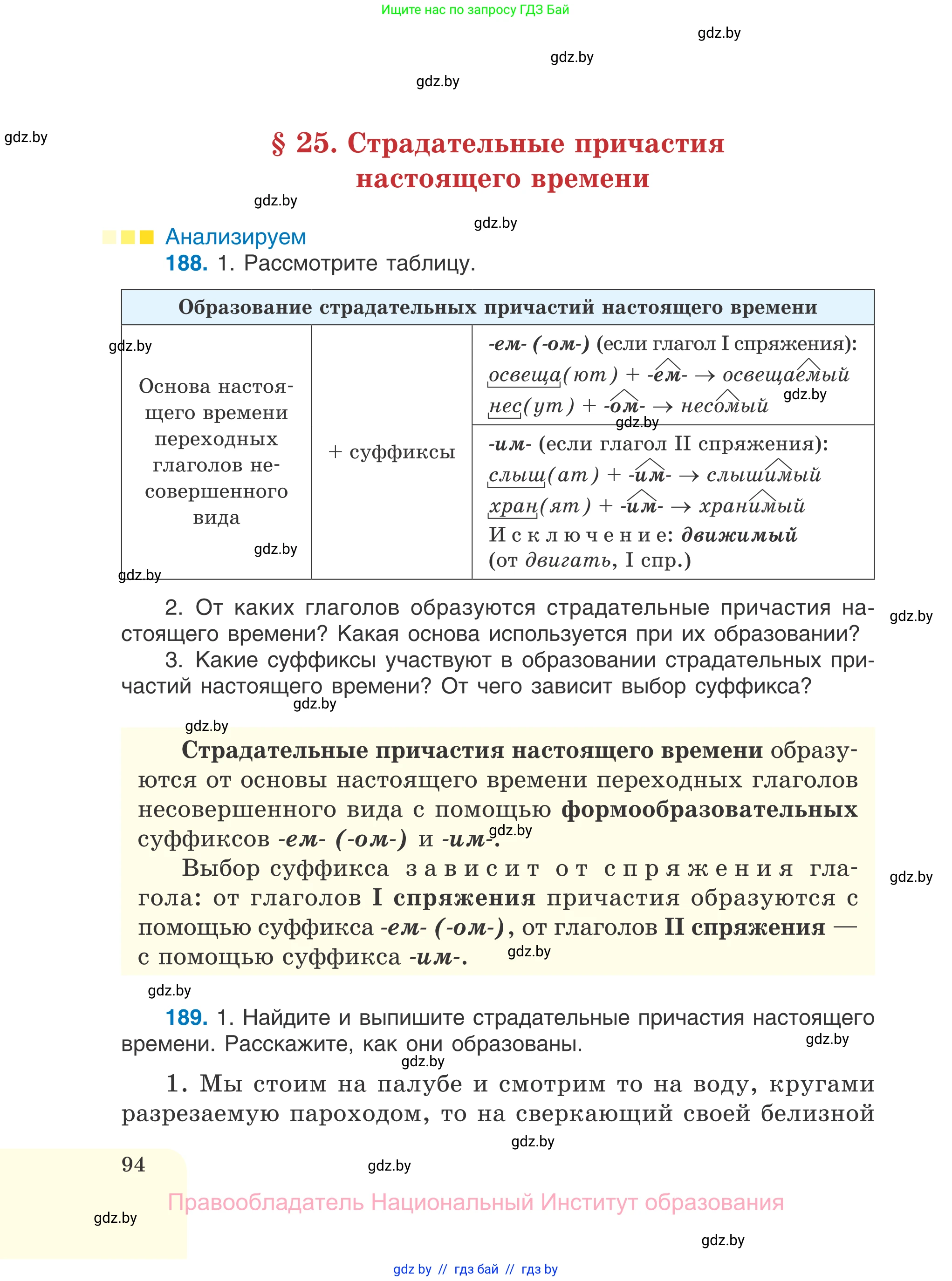 Русский язык, 7 класс Учебник, авторы: Волынец Татьяна Николаевна, Литвинко Франя Михайловна, Долбик Елена Евгеньевна, Таяновская И В, Винник И Р, издательство Национальный институт образования, Минск, 2020, бирюзового цвета, страница 94