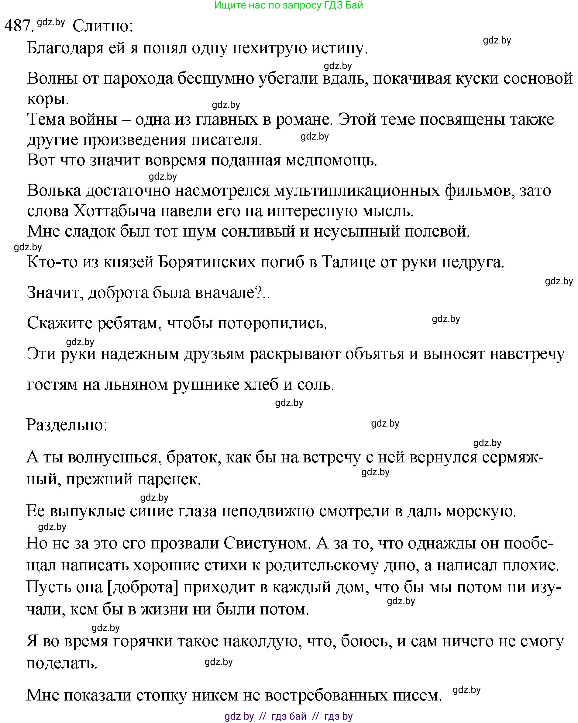 Русский язык, 7 класс Учебник, авторы: Волынец Татьяна Николаевна, Литвинко Франя Михайловна, Долбик Елена Евгеньевна, Таяновская И В, Винник И Р, издательство Национальный институт образования, Минск, 2020, бирюзового цвета, страница 234, номер 487, Решение