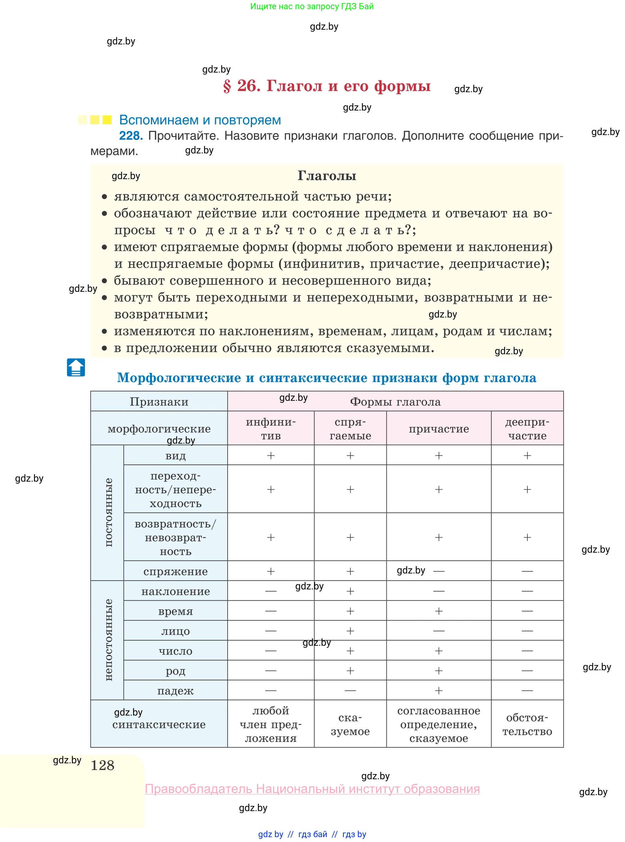 Русский язык, 10 класс Учебник, авторы: Леонович Валентина Леонидовна, Саникович Валентина Александровна, Литвинко Франя Михайловна, Волынец Татьяна Николаевна, Долбик Елена Евгеньевна, Малецкая М И, Мурина Лариса Александровна, Таяновская И В, издательство Национальный институт образования, Минск, 2020, страница 128