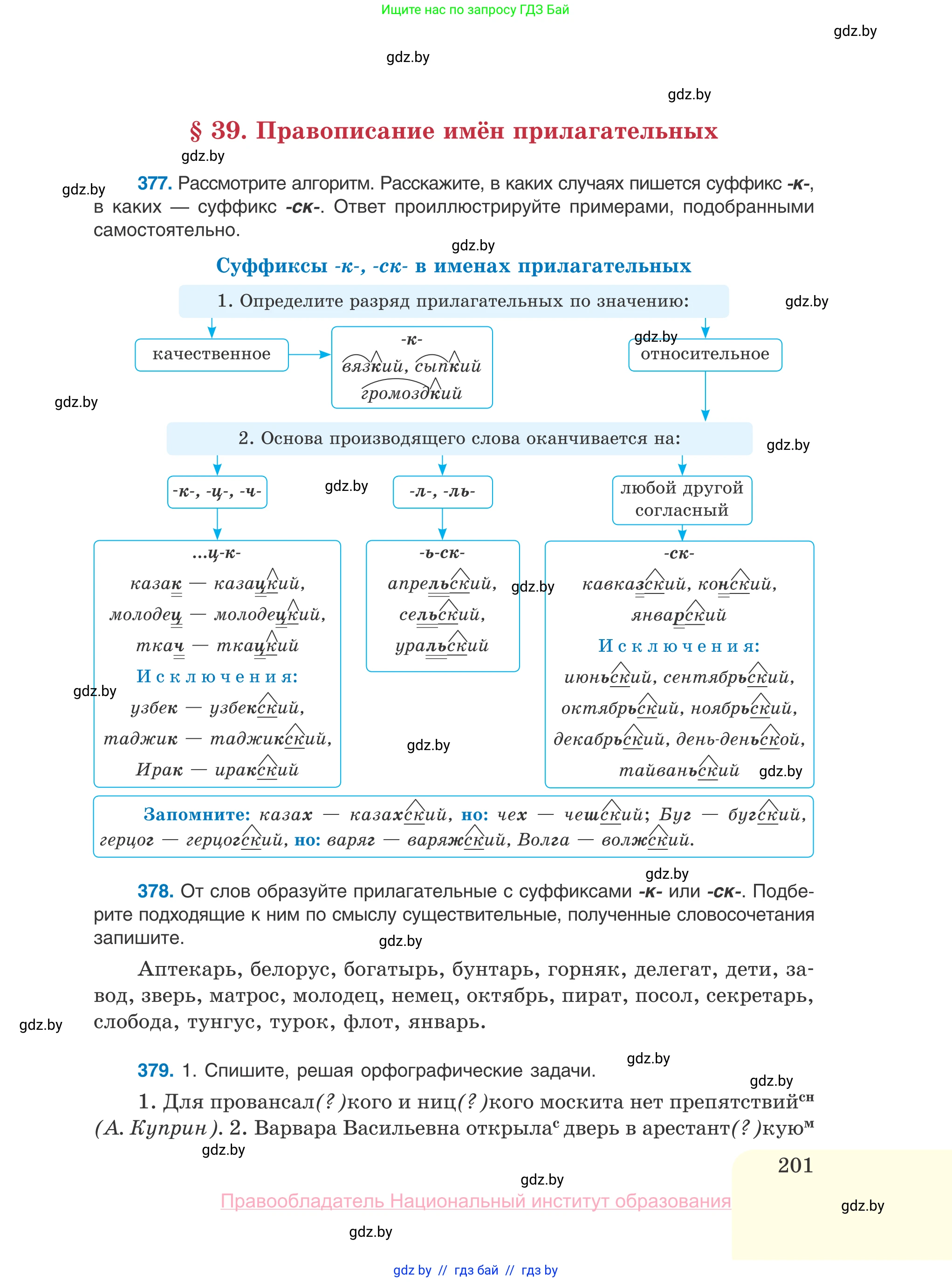 Русский язык, 10 класс Учебник, авторы: Леонович Валентина Леонидовна, Саникович Валентина Александровна, Литвинко Франя Михайловна, Волынец Татьяна Николаевна, Долбик Елена Евгеньевна, Малецкая М И, Мурина Лариса Александровна, Таяновская И В, издательство Национальный институт образования, Минск, 2020, страница 201