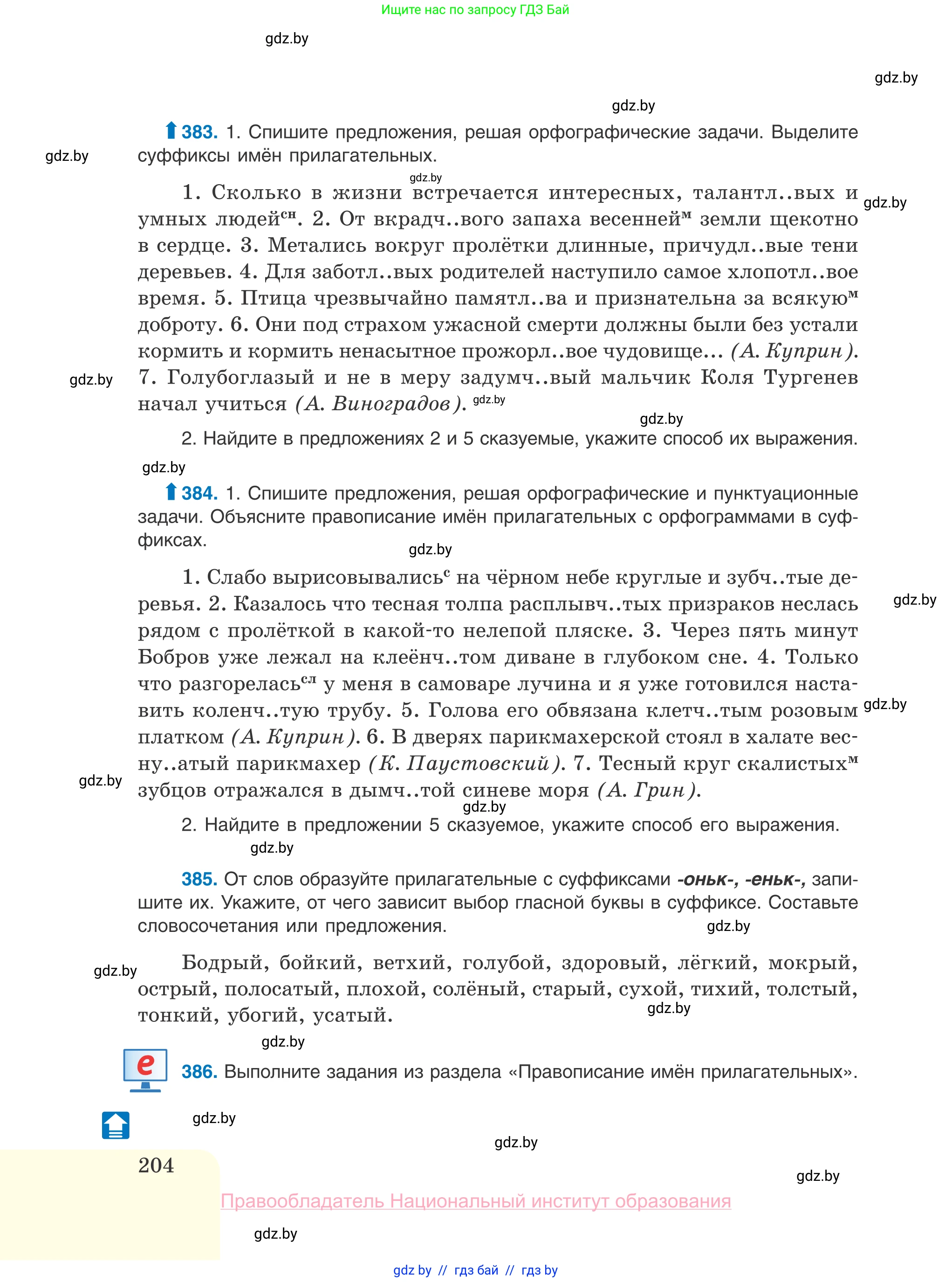 Русский язык, 10 класс Учебник, авторы: Леонович Валентина Леонидовна, Саникович Валентина Александровна, Литвинко Франя Михайловна, Волынец Татьяна Николаевна, Долбик Елена Евгеньевна, Малецкая М И, Мурина Лариса Александровна, Таяновская И В, издательство Национальный институт образования, Минск, 2020, страница 204