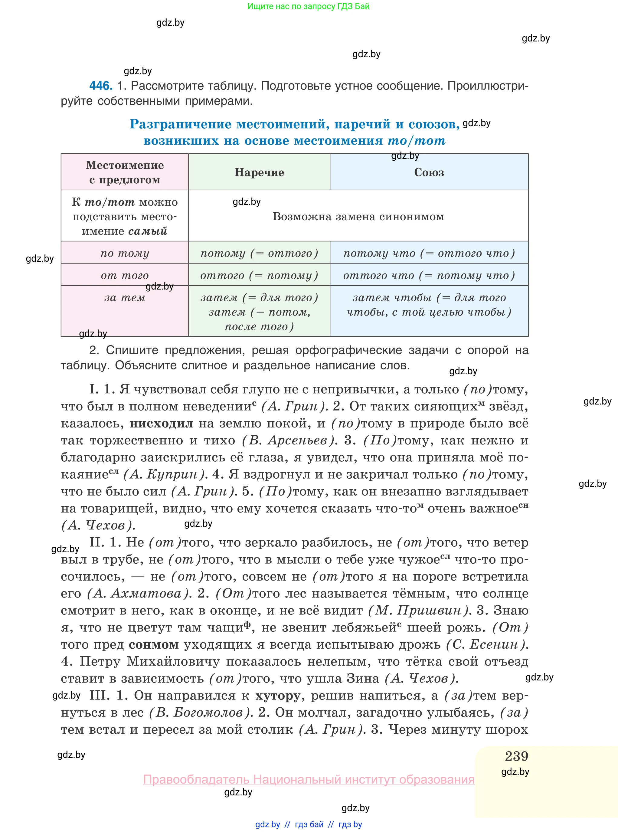Русский язык, 10 класс Учебник, авторы: Леонович Валентина Леонидовна, Саникович Валентина Александровна, Литвинко Франя Михайловна, Волынец Татьяна Николаевна, Долбик Елена Евгеньевна, Малецкая М И, Мурина Лариса Александровна, Таяновская И В, издательство Национальный институт образования, Минск, 2020, страница 239