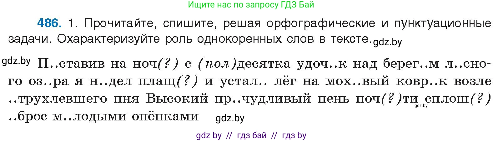 Русский язык, 10 класс Учебник, авторы: Леонович Валентина Леонидовна, Саникович Валентина Александровна, Литвинко Франя Михайловна, Волынец Татьяна Николаевна, Долбик Елена Евгеньевна, Малецкая М И, Мурина Лариса Александровна, Таяновская И В, издательство Национальный институт образования, Минск, 2020, страница 271, номер 486, Условие
