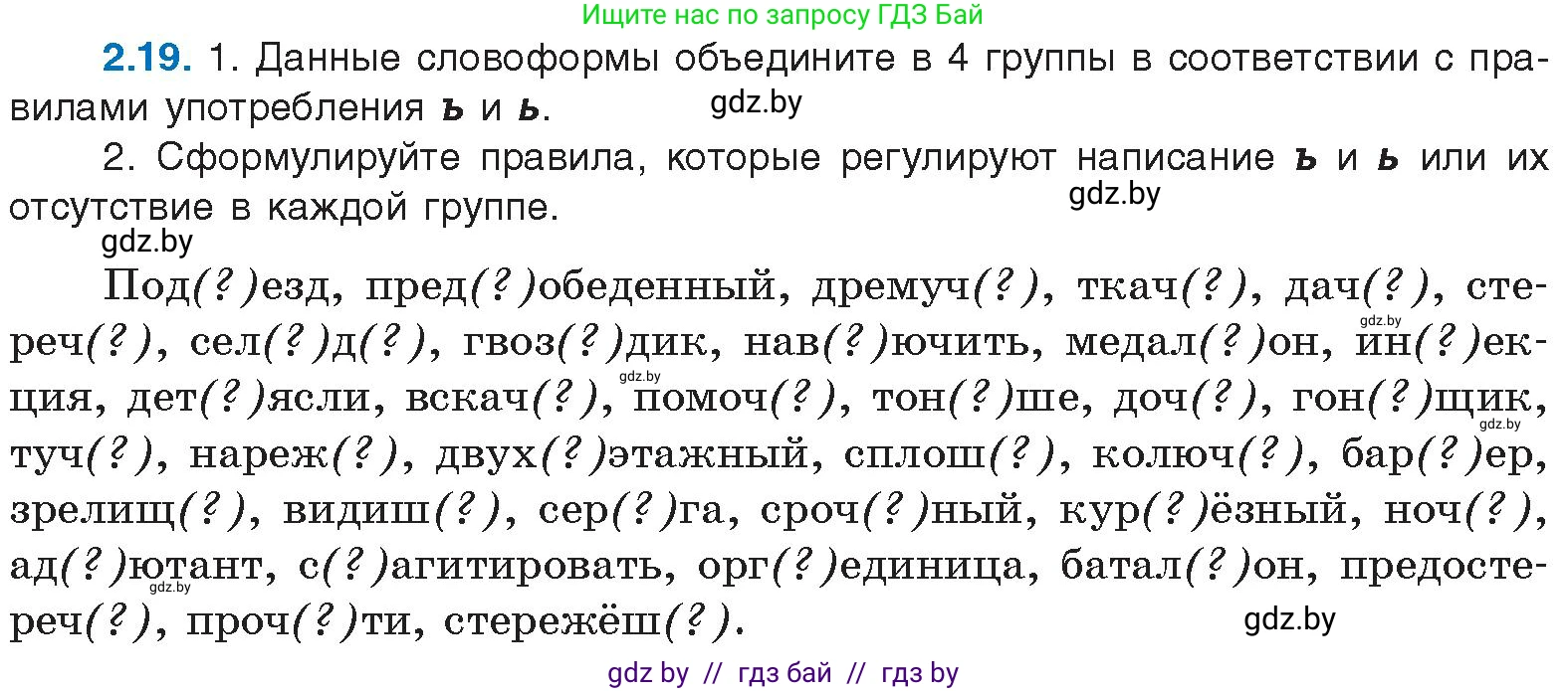 Русский язык, 11 класс Учебник, авторы: Долбик Елена Евгеньевна, Литвинко Франя Михайловна, Мурина Лариса Александровна, Шиманович Т В, Таяновская И В, Орловская О Я, издательство Национальный институт образования, Минск, 2021, страница 13, номер 2.19, Условие
