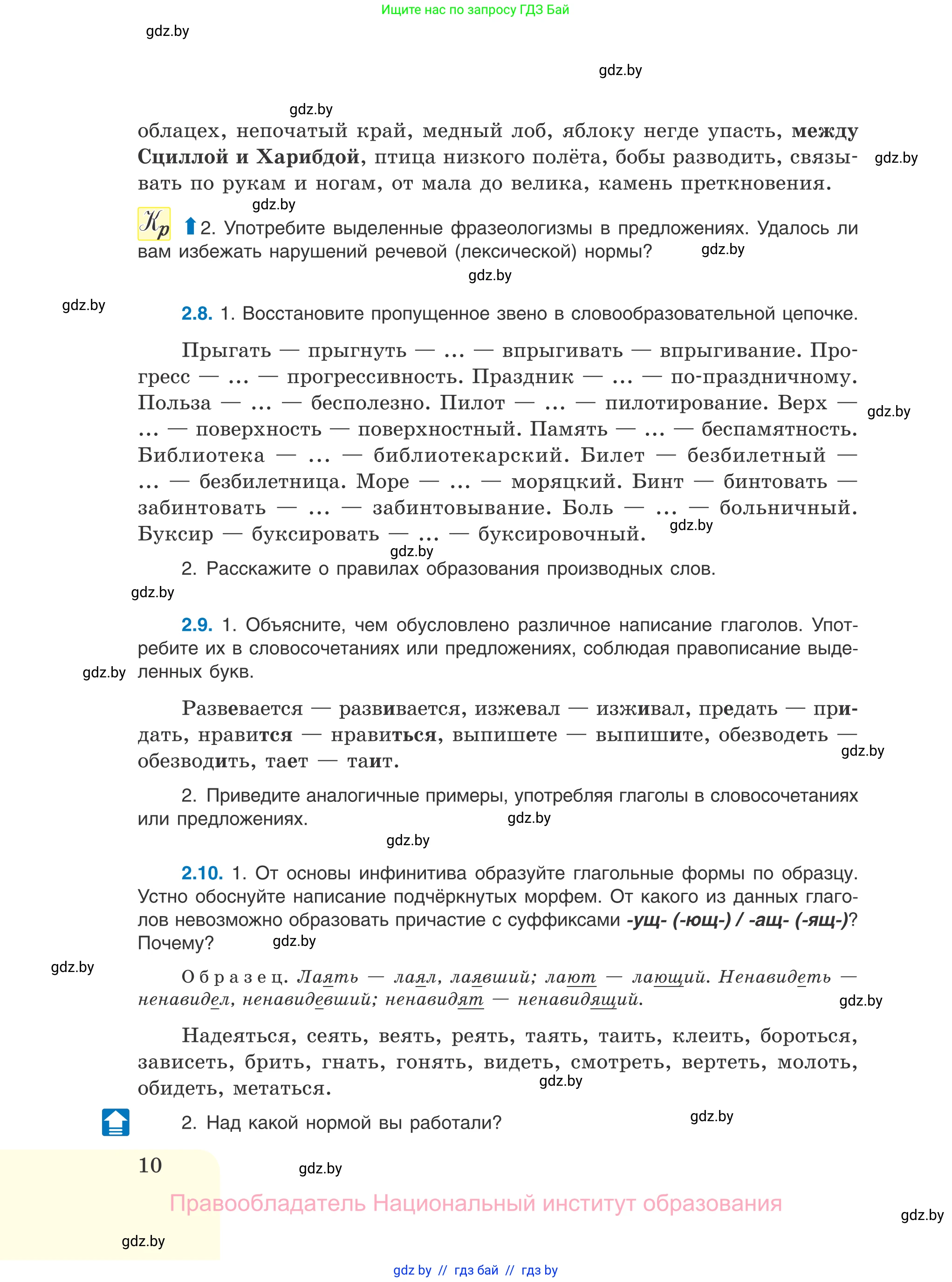 Русский язык, 11 класс Учебник, авторы: Долбик Елена Евгеньевна, Литвинко Франя Михайловна, Мурина Лариса Александровна, Шиманович Т В, Таяновская И В, Орловская О Я, издательство Национальный институт образования, Минск, 2021, страница 10