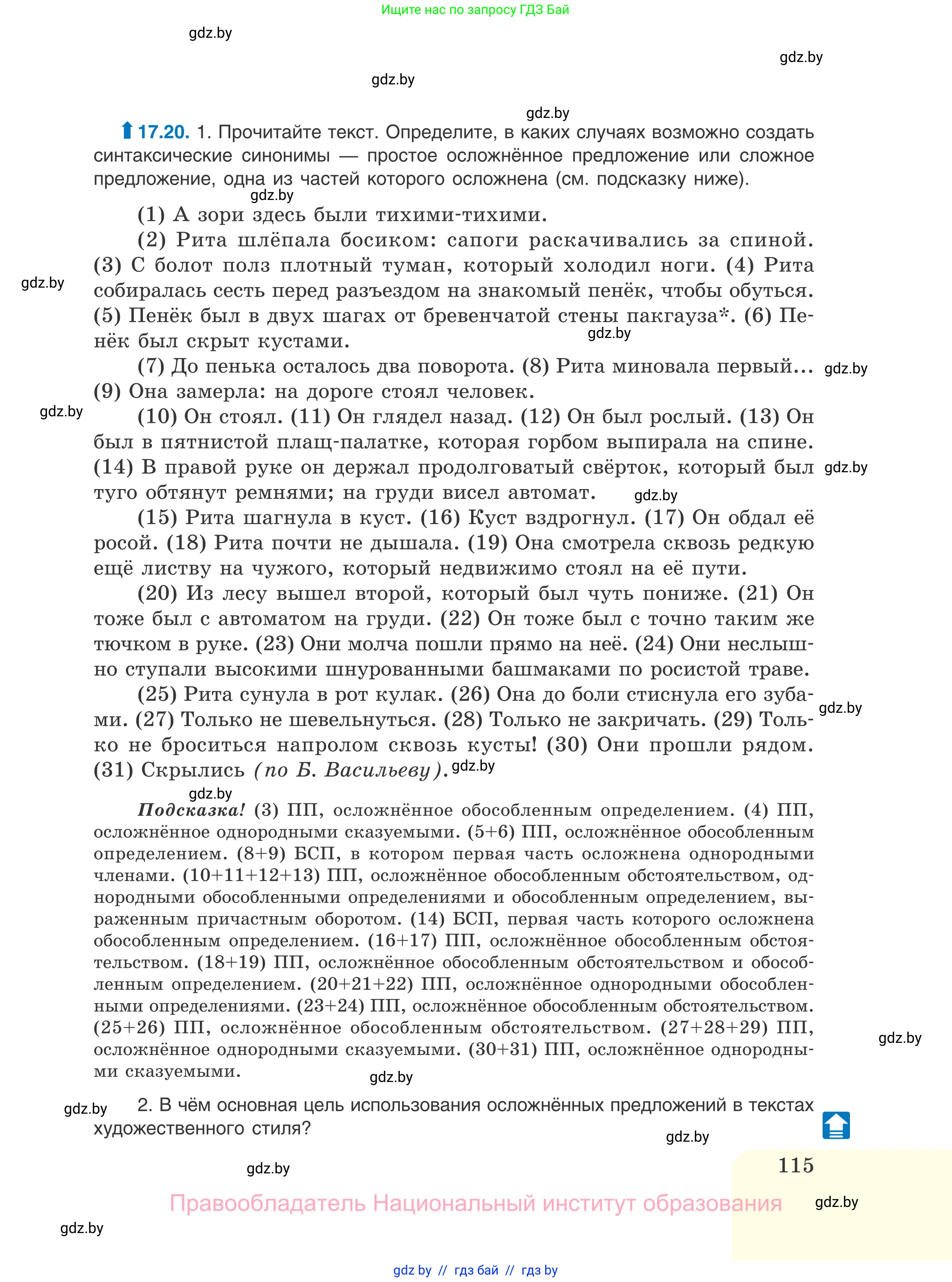 Русский язык, 11 класс Учебник, авторы: Долбик Елена Евгеньевна, Литвинко Франя Михайловна, Мурина Лариса Александровна, Шиманович Т В, Таяновская И В, Орловская О Я, издательство Национальный институт образования, Минск, 2021, страница 115