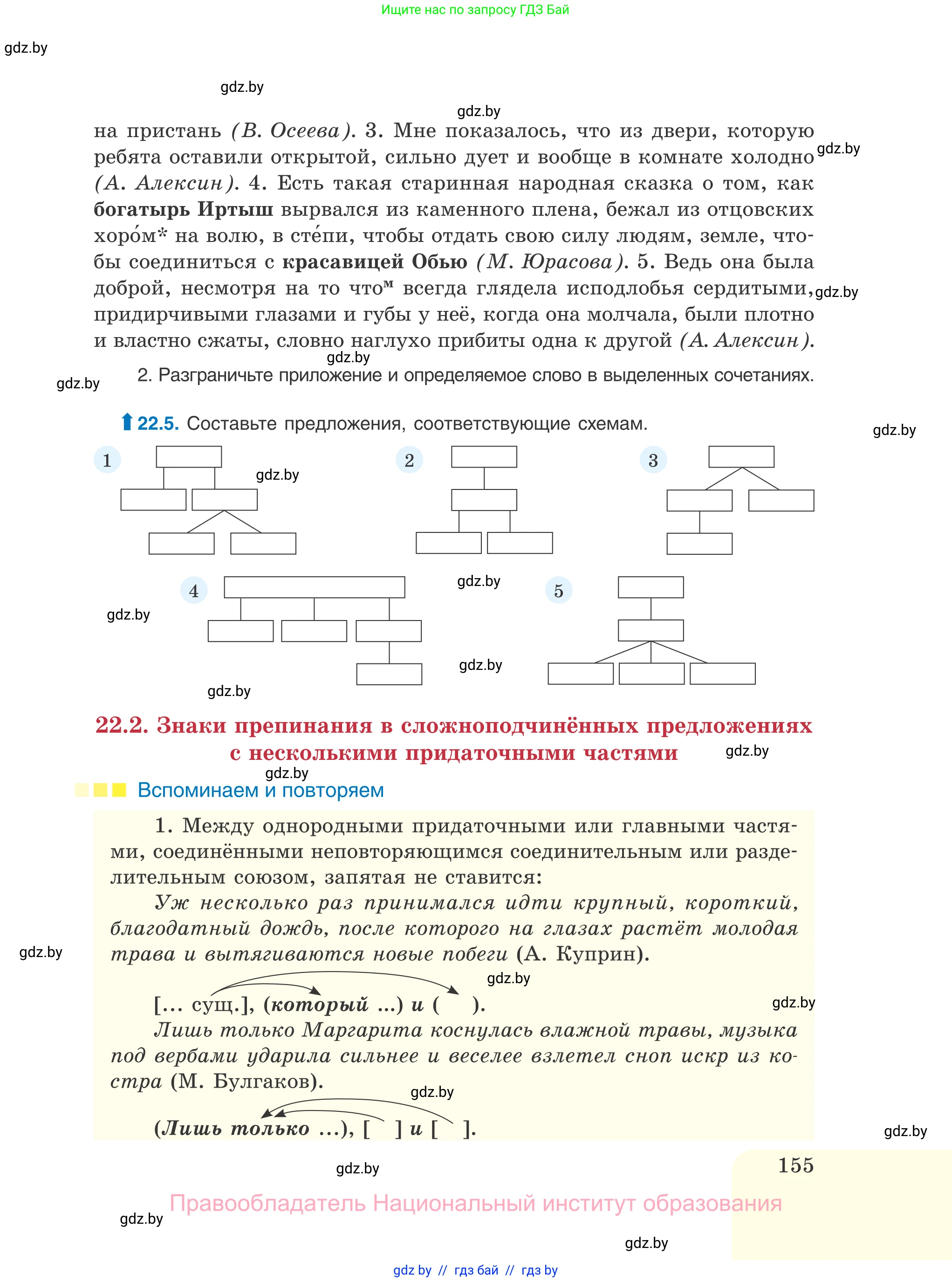Русский язык, 11 класс Учебник, авторы: Долбик Елена Евгеньевна, Литвинко Франя Михайловна, Мурина Лариса Александровна, Шиманович Т В, Таяновская И В, Орловская О Я, издательство Национальный институт образования, Минск, 2021, страница 155