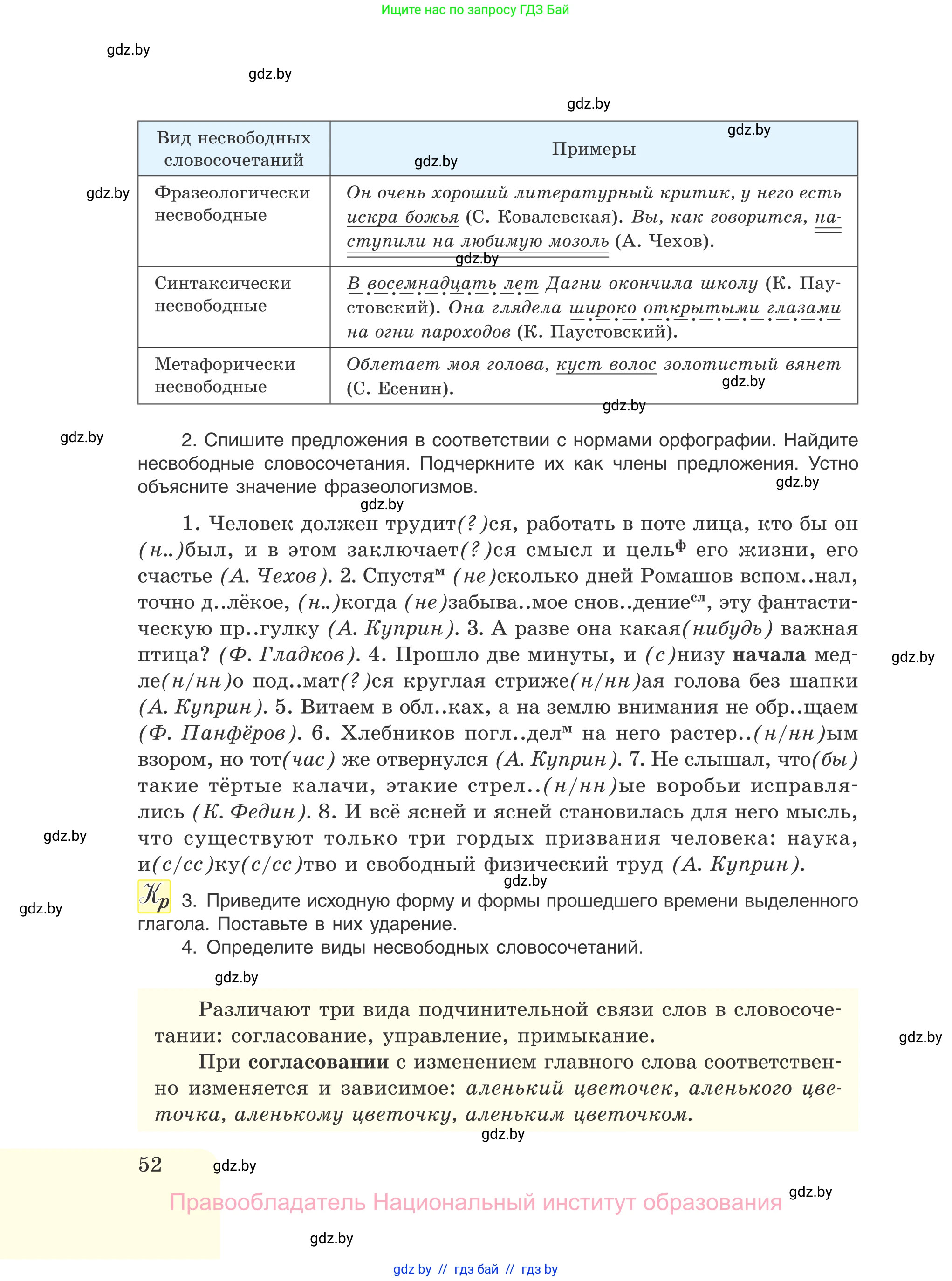 Русский язык, 11 класс Учебник, авторы: Долбик Елена Евгеньевна, Литвинко Франя Михайловна, Мурина Лариса Александровна, Шиманович Т В, Таяновская И В, Орловская О Я, издательство Национальный институт образования, Минск, 2021, страница 52