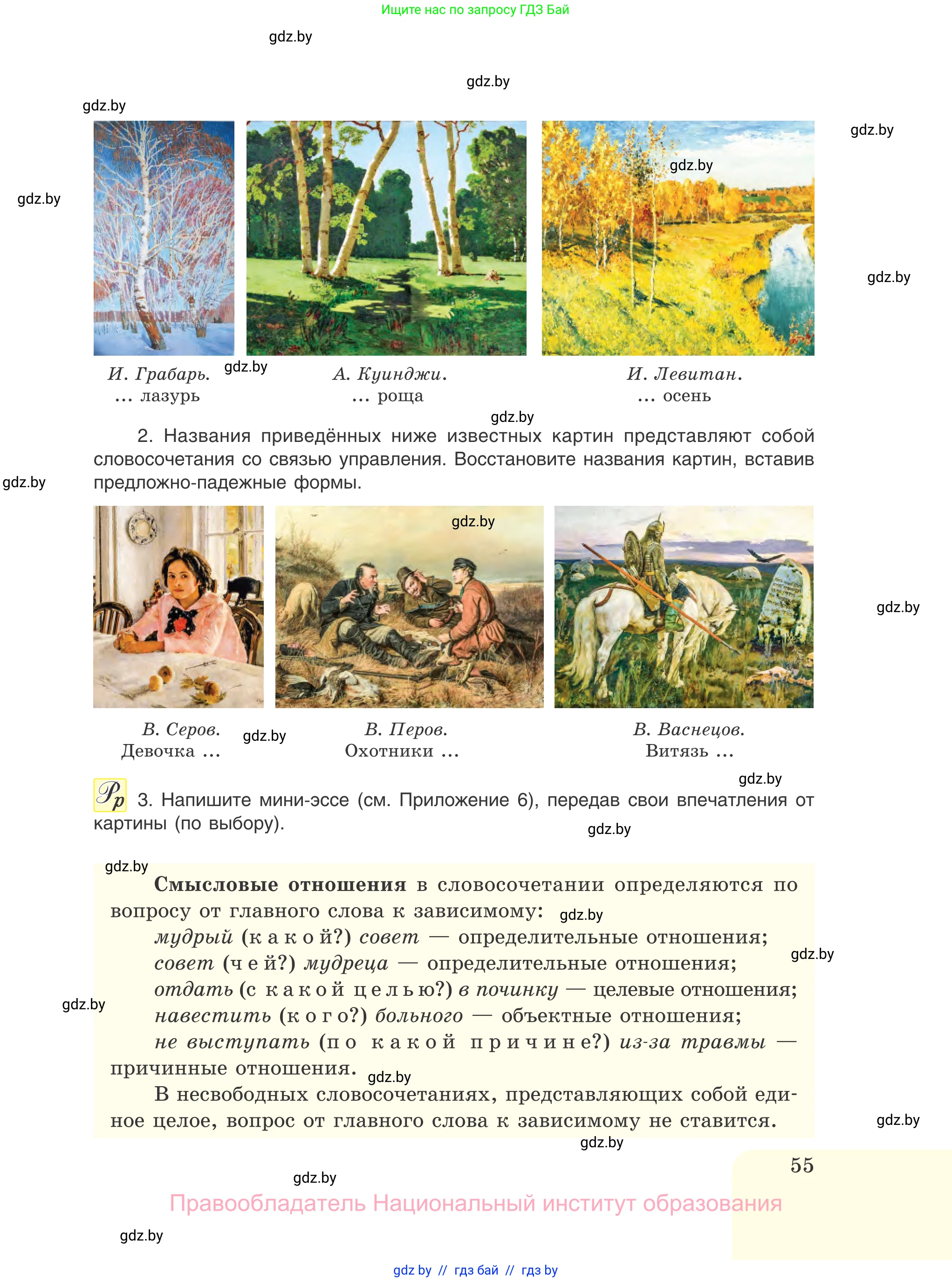 Русский язык, 11 класс Учебник, авторы: Долбик Елена Евгеньевна, Литвинко Франя Михайловна, Мурина Лариса Александровна, Шиманович Т В, Таяновская И В, Орловская О Я, издательство Национальный институт образования, Минск, 2021, страница 55