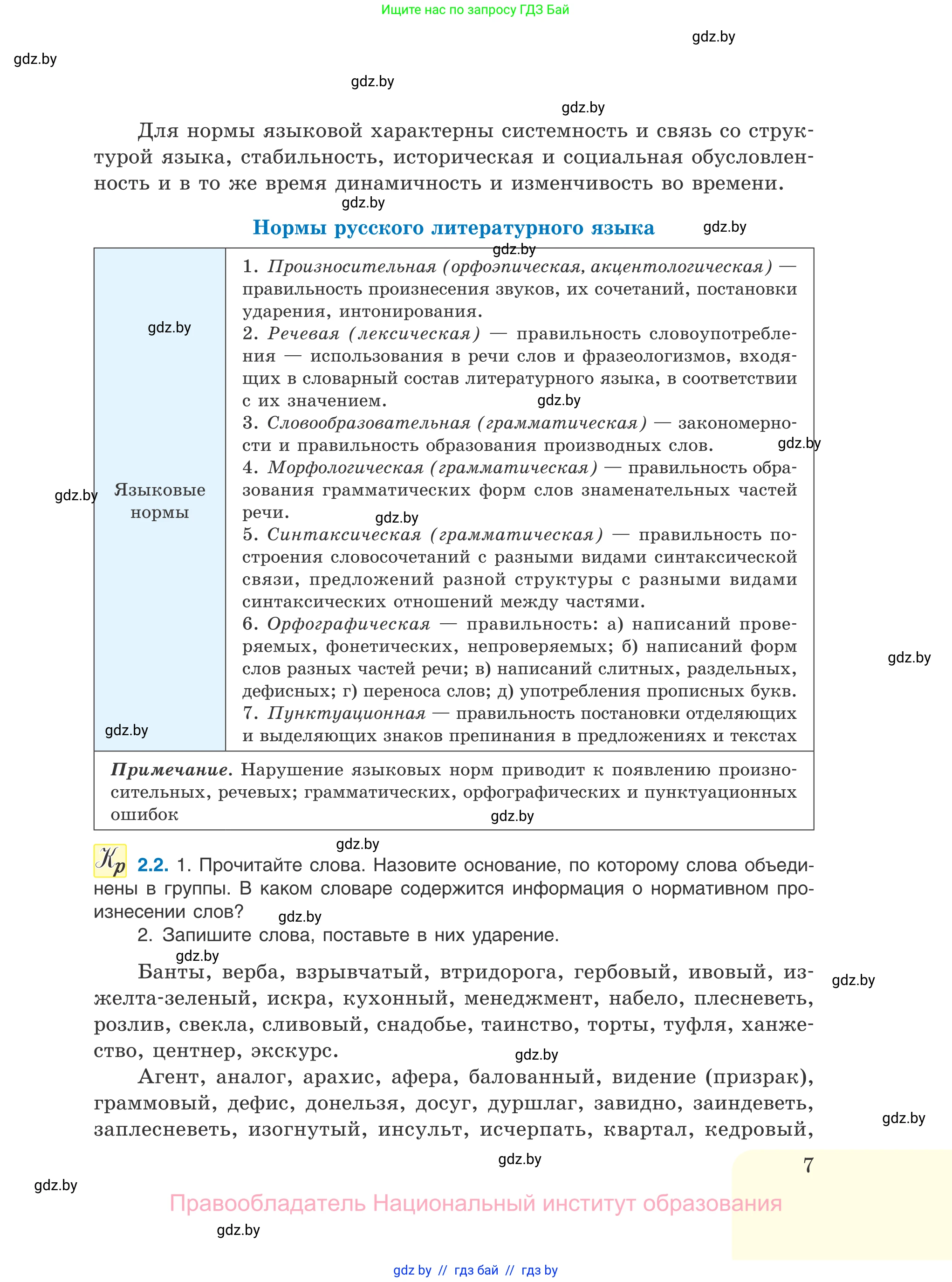 Русский язык, 11 класс Учебник, авторы: Долбик Елена Евгеньевна, Литвинко Франя Михайловна, Мурина Лариса Александровна, Шиманович Т В, Таяновская И В, Орловская О Я, издательство Национальный институт образования, Минск, 2021, страница 7