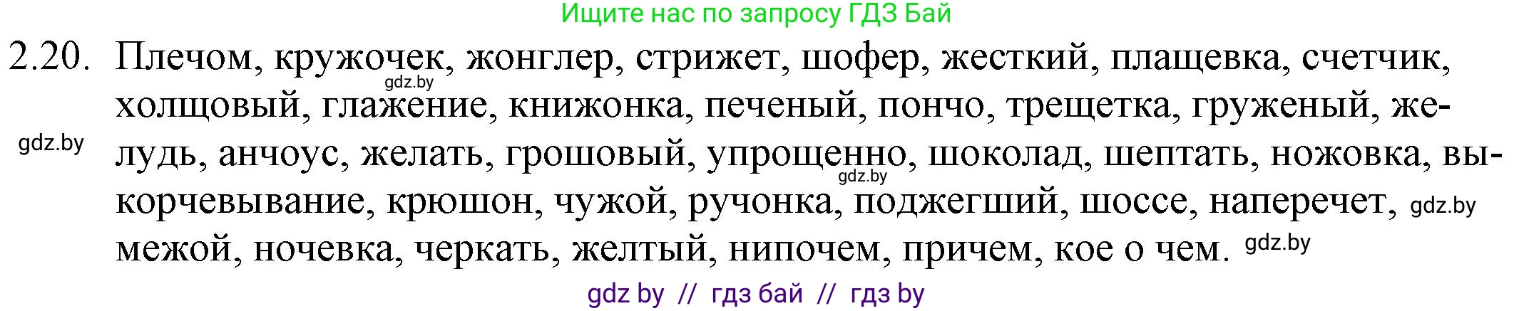Русский язык, 11 класс Учебник, авторы: Долбик Елена Евгеньевна, Литвинко Франя Михайловна, Мурина Лариса Александровна, Шиманович Т В, Таяновская И В, Орловская О Я, издательство Национальный институт образования, Минск, 2021, страница 13, номер 2.20, Решение