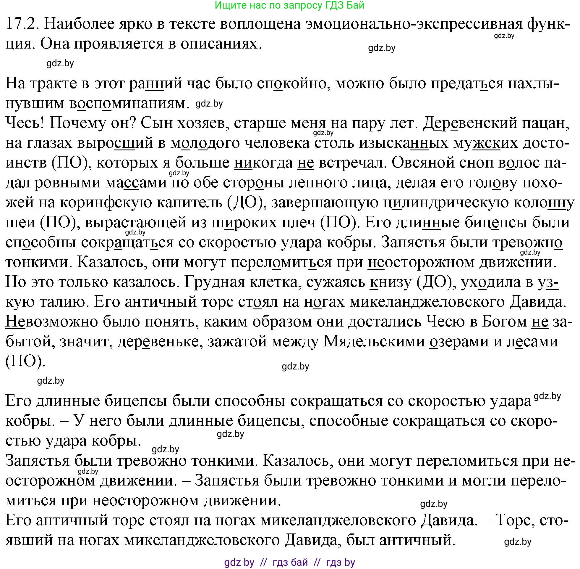 Русский язык, 11 класс Учебник, авторы: Долбик Елена Евгеньевна, Литвинко Франя Михайловна, Мурина Лариса Александровна, Шиманович Т В, Таяновская И В, Орловская О Я, издательство Национальный институт образования, Минск, 2021, страница 103, номер 17.2, Решение